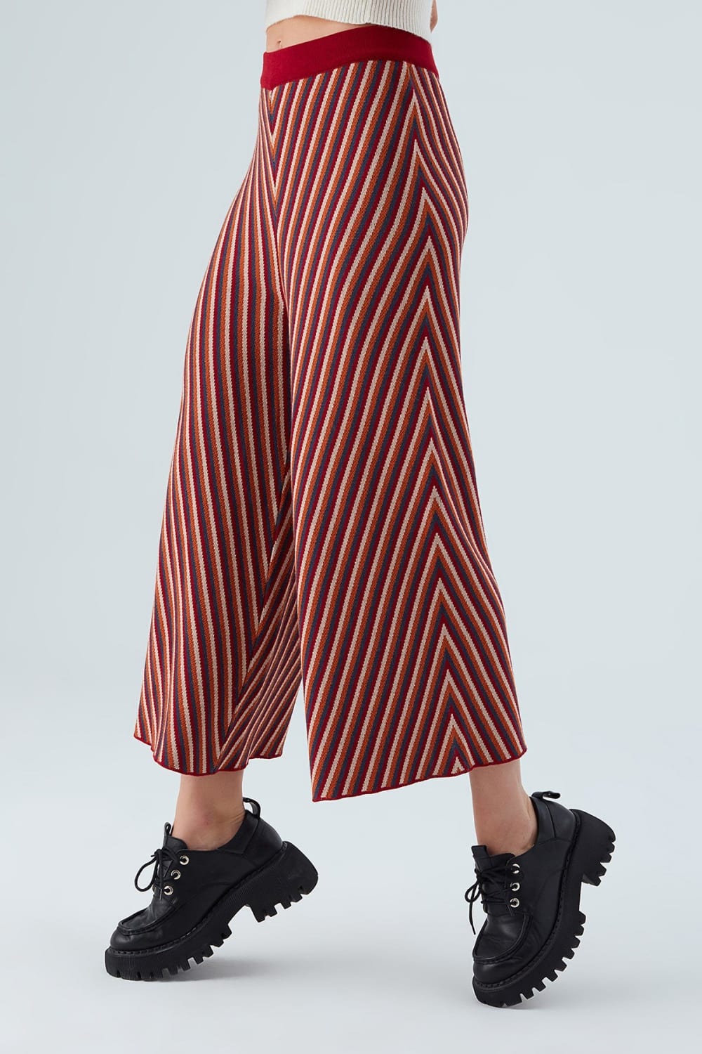 Peraluna-Mentha Trouser Etnik Jakar Çizgili Kadın Triko Pantolon -Pantolon-5-Milagron.com