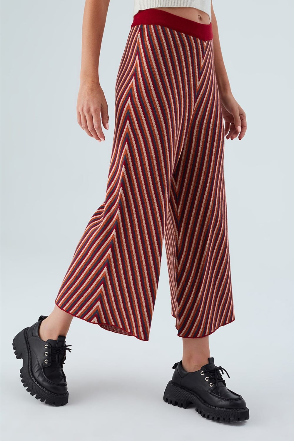 Peraluna-Mentha Trouser Etnik Jakar Çizgili Kadın Triko Pantolon -Pantolon-7-Milagron.com