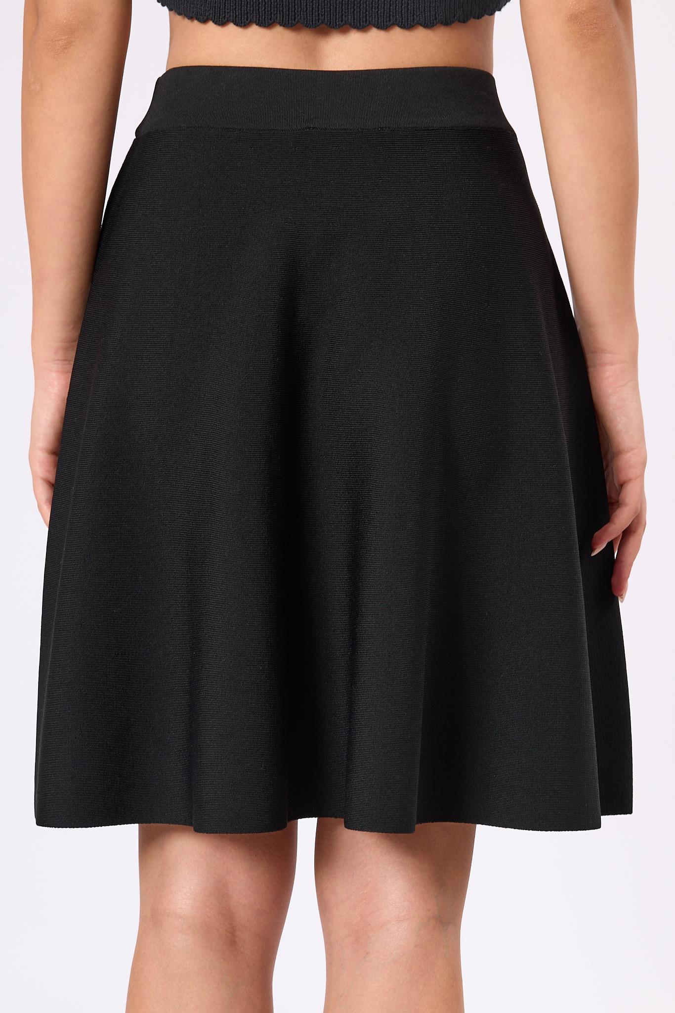 Peraluna-Michele Volanlı Mini Triko Etek Siyah-Etek-4-Milagron.com