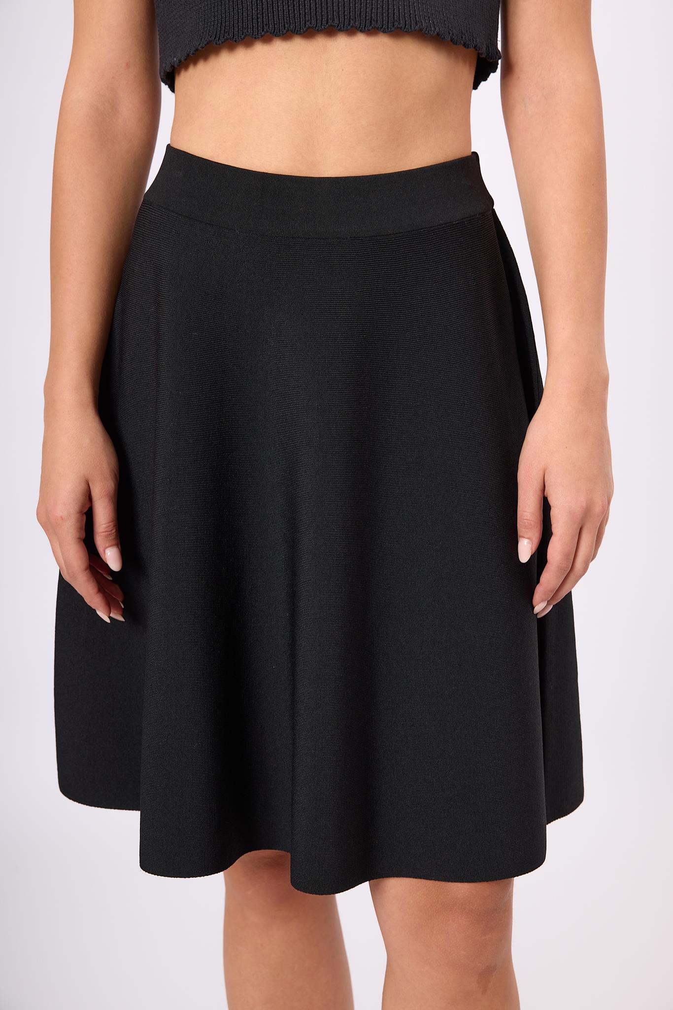 Peraluna-Michele Volanlı Mini Triko Etek Siyah-Etek-5-Milagron.com