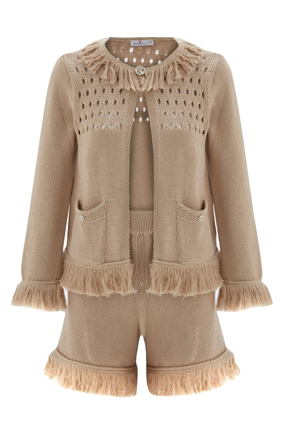 Peraluna-Miyoki̇ Cardigan & Shorts Mevsimlik Pamuklu Kadın Triko Takım Şort-Şort-10-Milagron.com