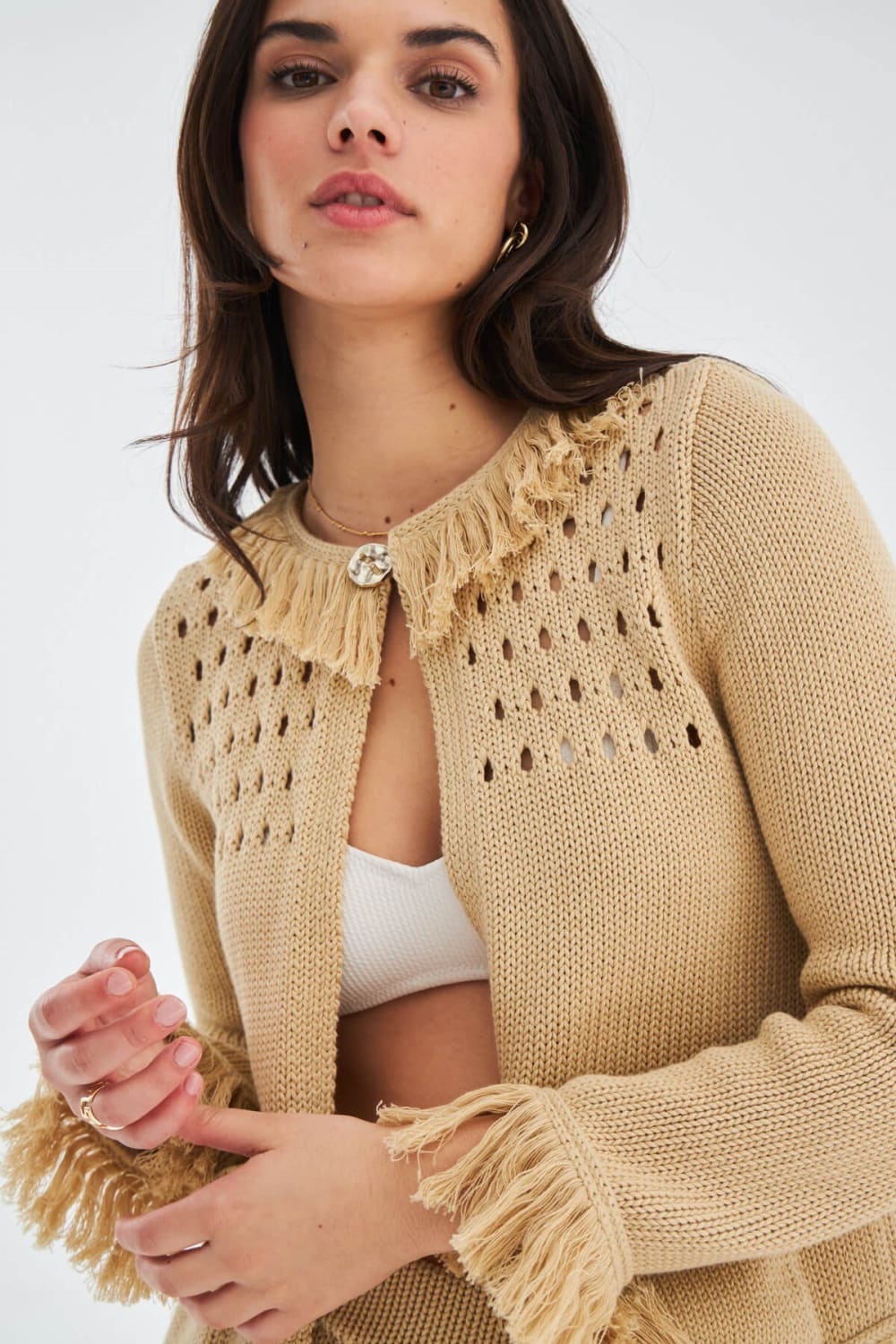 Peraluna-Miyoki̇ Cardigan & Shorts Mevsimlik Pamuklu Kadın Triko Takım Şort-Şort-2-Milagron.com