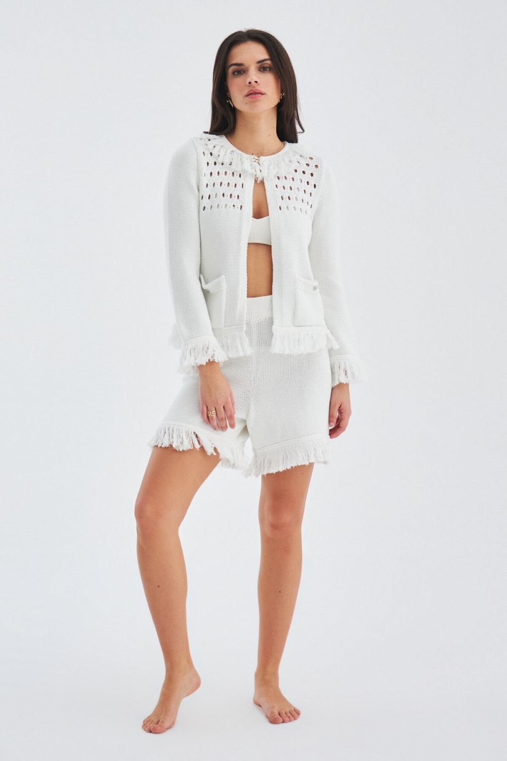 Peraluna-Miyoki̇ Cardigan & Shorts Mevsimlik Pamuklu Kadın Triko Takım Şort-Şort-20-Milagron.com