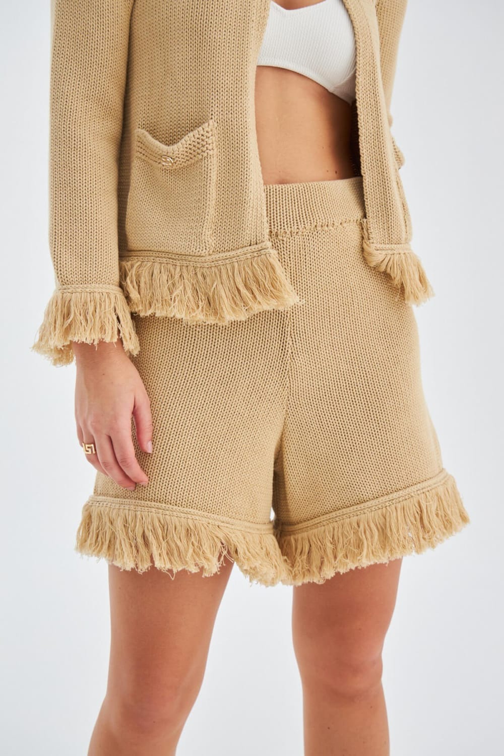 Peraluna-Miyoki̇ Cardigan & Shorts Mevsimlik Pamuklu Kadın Triko Takım Şort-Şort-7-Milagron.com