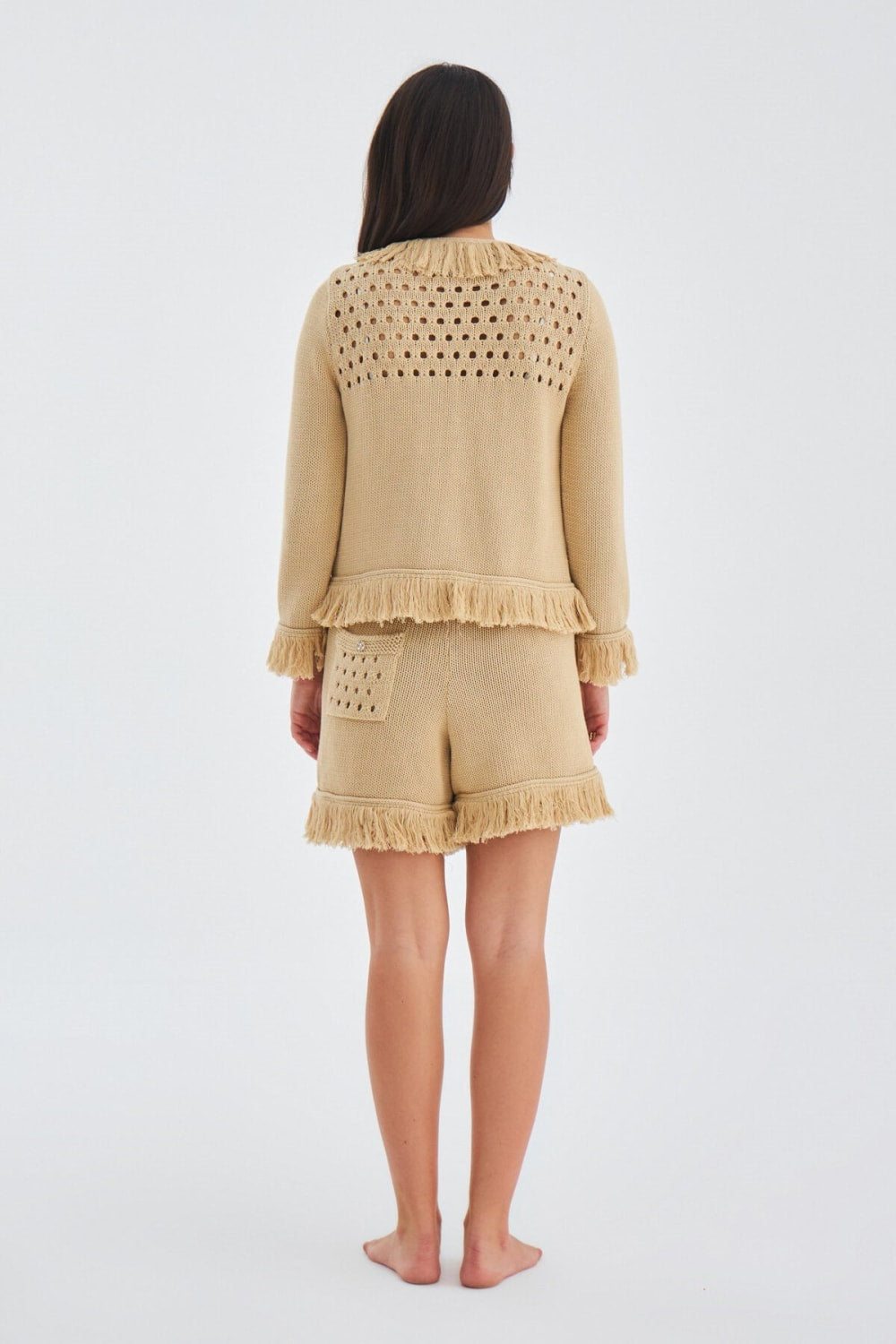 Peraluna-Miyoki̇ Cardigan & Shorts Mevsimlik Pamuklu Kadın Triko Takım Şort-Şort-9-Milagron.com