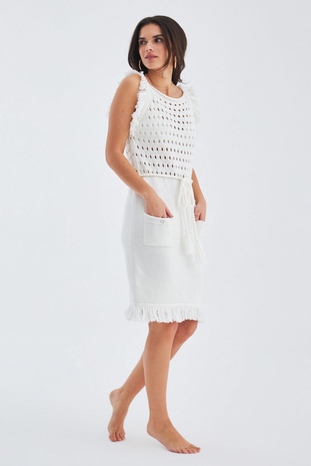 Peraluna-Miyoki Dress %100 Pamuk Diz Hizası Yazlık Kadın Triko Elbise-Elbise-15-Milagron.com