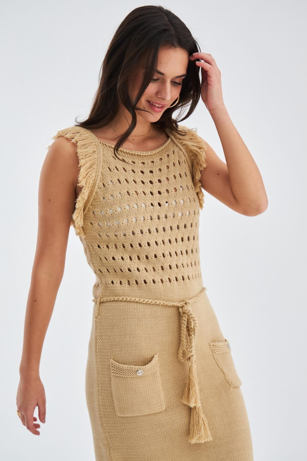 Peraluna-Miyoki Dress %100 Pamuk Diz Hizası Yazlık Kadın Triko Elbise-Elbise-18-Milagron.com