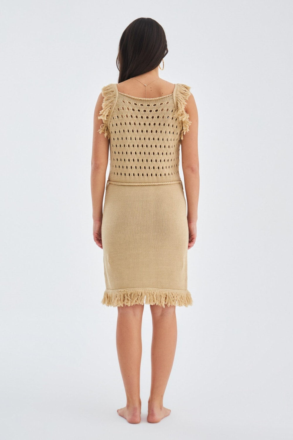 Peraluna-Miyoki Dress %100 Pamuk Diz Hizası Yazlık Kadın Triko Elbise-Elbise-24-Milagron.com