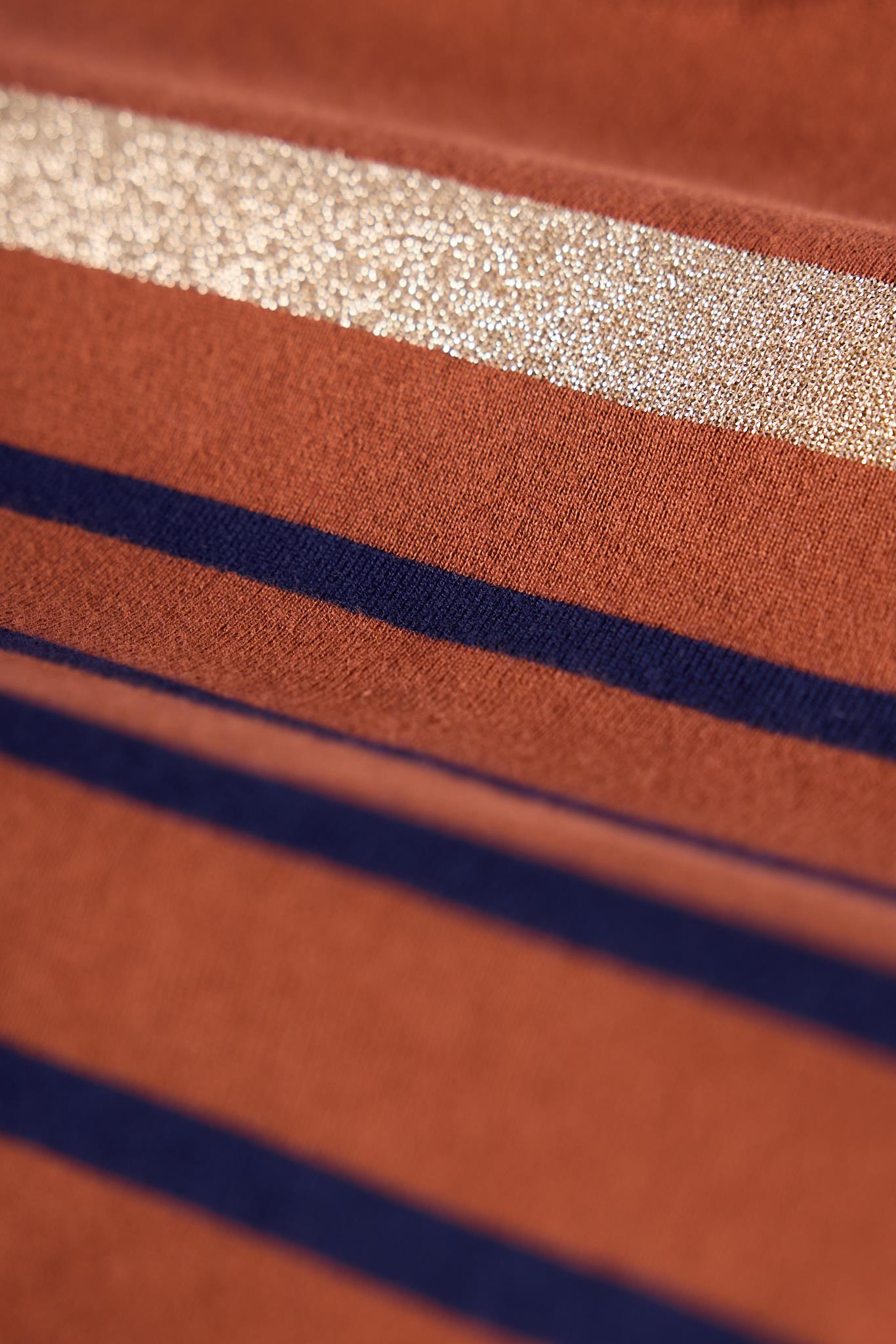 Peraluna-Monroe Çizgili Kadın Triko Kazak Kızıl Kahve-Kazak & Triko-6-Milagron.com