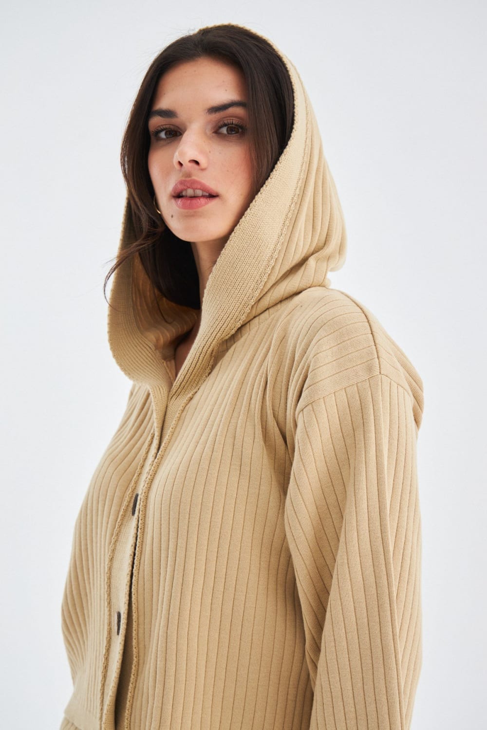 Peraluna-Mujo Cardigan & Shorts %100 Pamuk Kadın Triko Şort Takım-Şort-13-Milagron.com