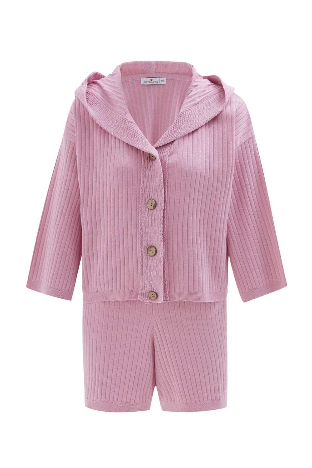 Peraluna-Mujo Cardigan & Shorts %100 Pamuk Kadın Triko Şort Takım-Şort-9-Milagron.com