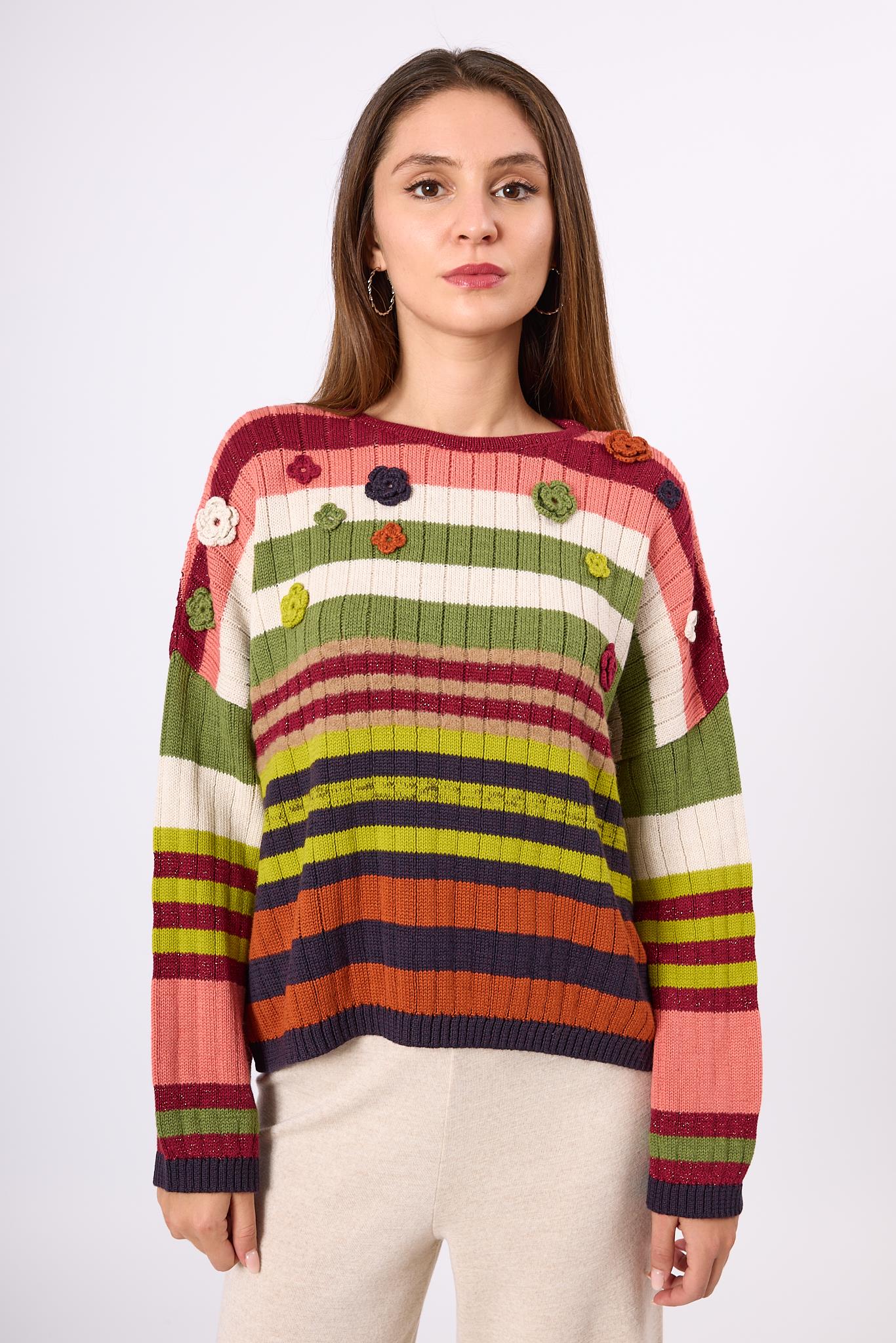 Peraluna-Nadine Çizgili Bol Kesim Kazak Multi-Kazak & Triko-2-Milagron.com