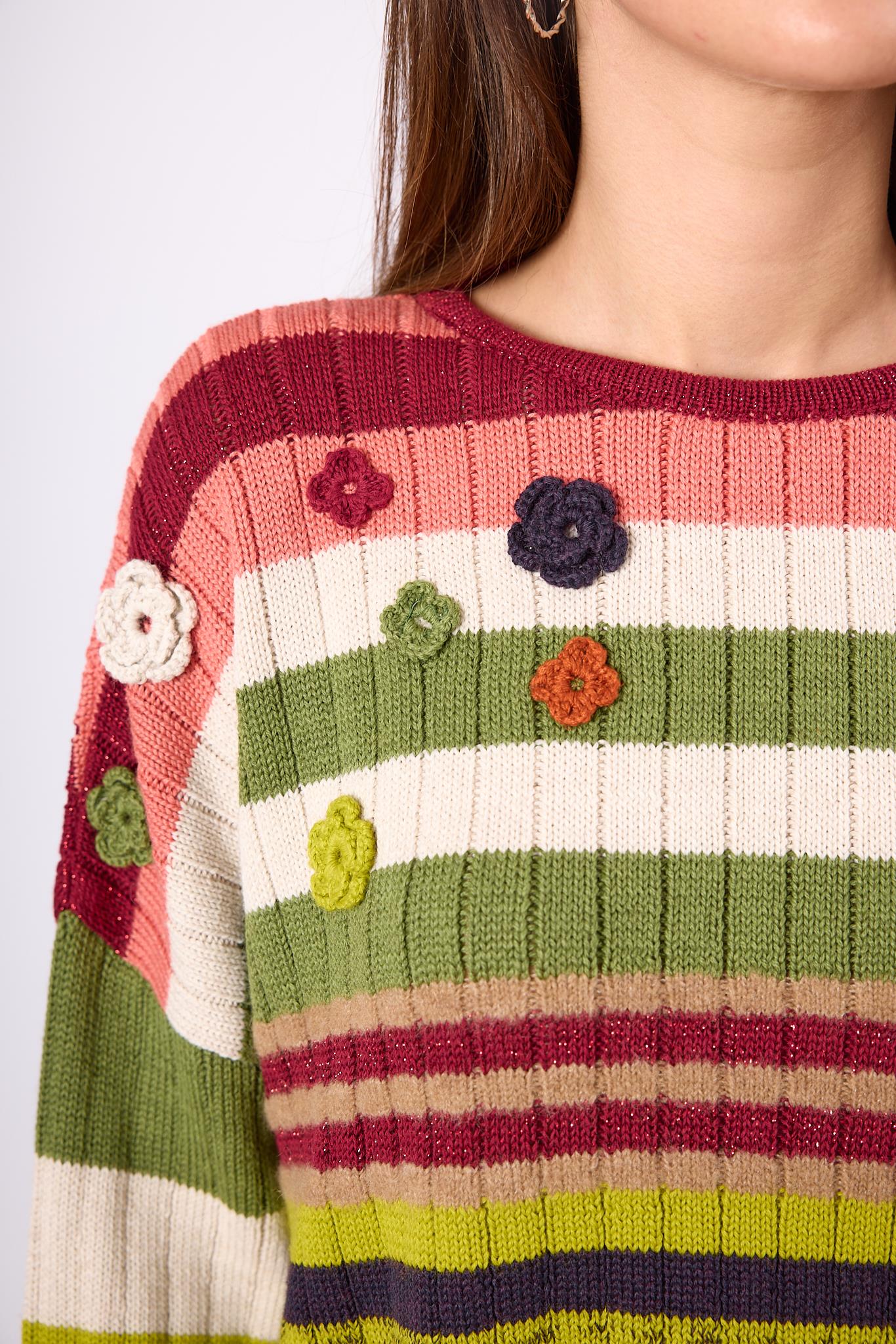 Peraluna-Nadine Çizgili Bol Kesim Kazak Multi-Kazak & Triko-3-Milagron.com