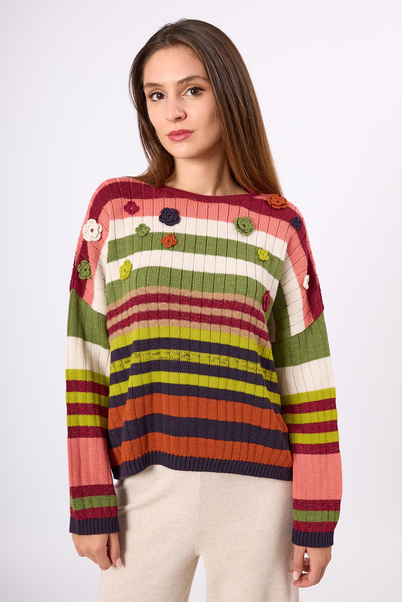 Peraluna-Nadine Çizgili Bol Kesim Kazak Multi-Kazak & Triko-8-Milagron.com