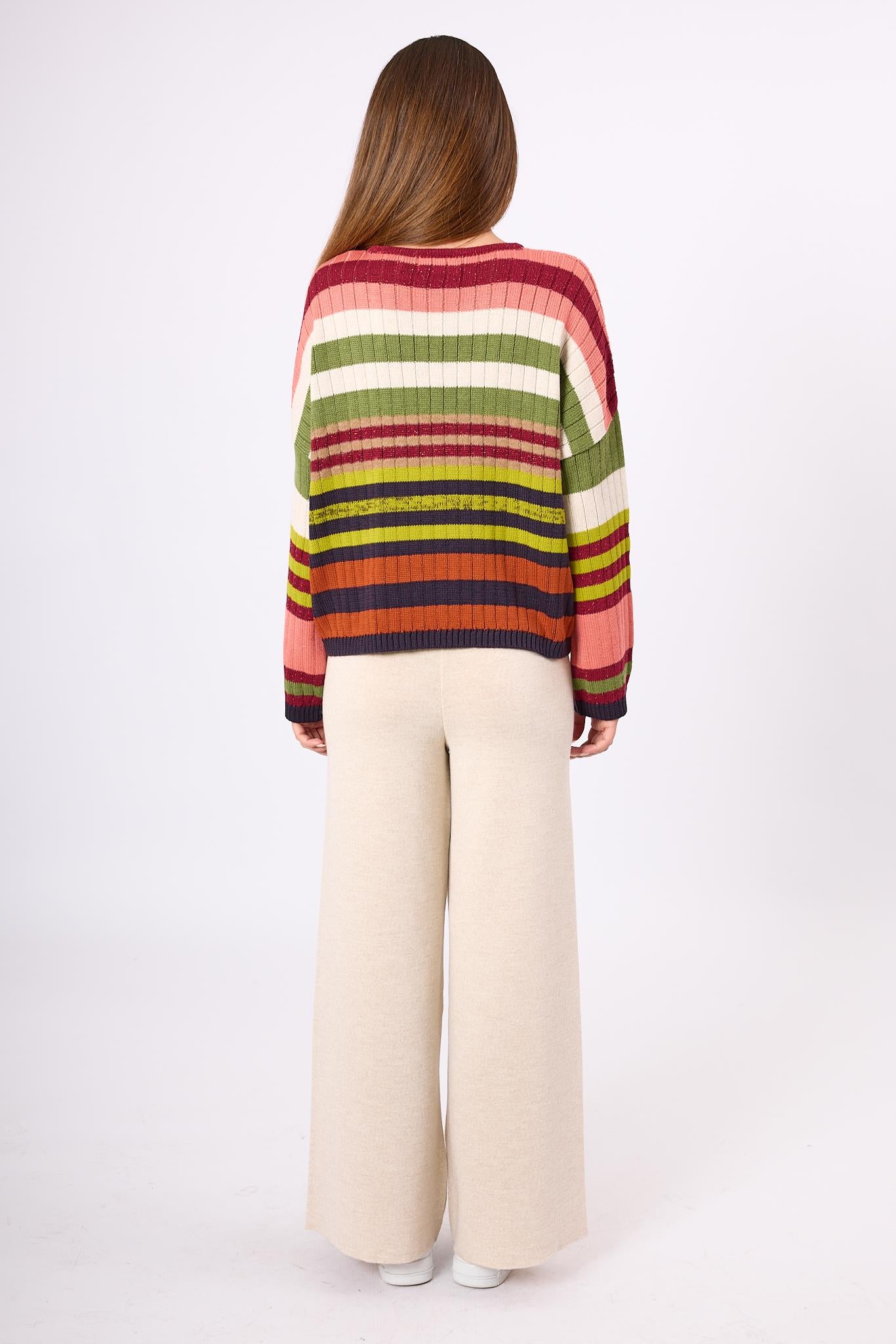 Peraluna-Nadine Çizgili Bol Kesim Kazak Multi-Kazak & Triko-9-Milagron.com