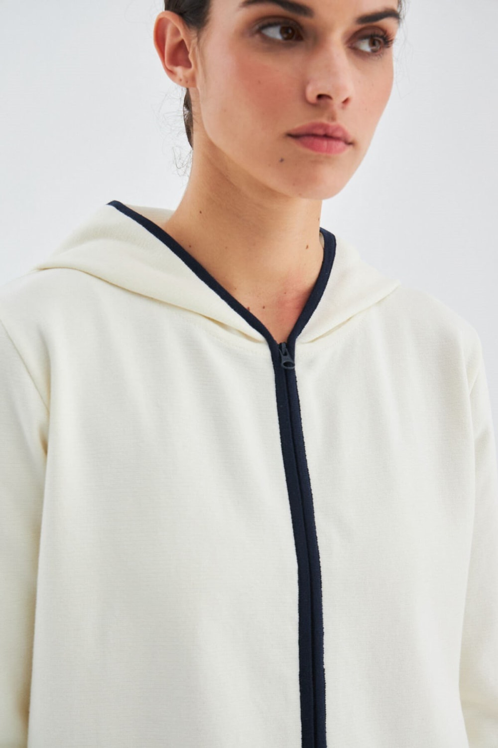 Peraluna-Nara Long Cardi̇gan %100 Pamuk Kapüşonlu Kadın Triko Hırka-Kazak & Triko-5-Milagron.com