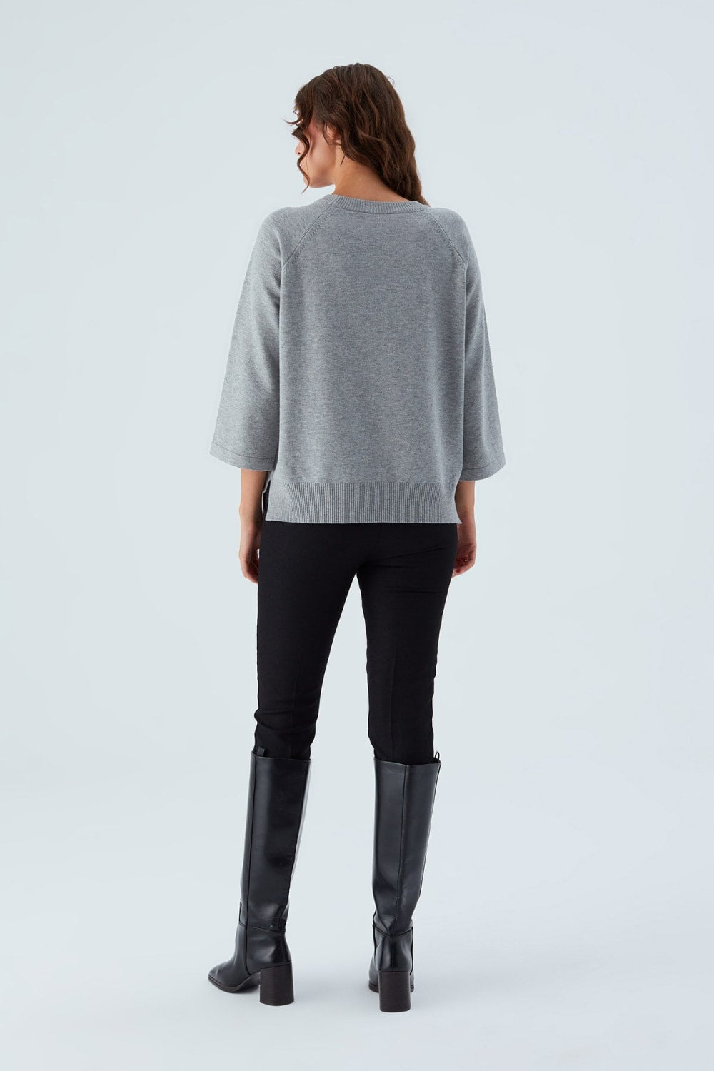 Peraluna-Nell Pullover Yanları Yırtmaçlı 3/4 Kol İnce Kadın Triko Kazak -Kazak & Triko-15-Milagron.com