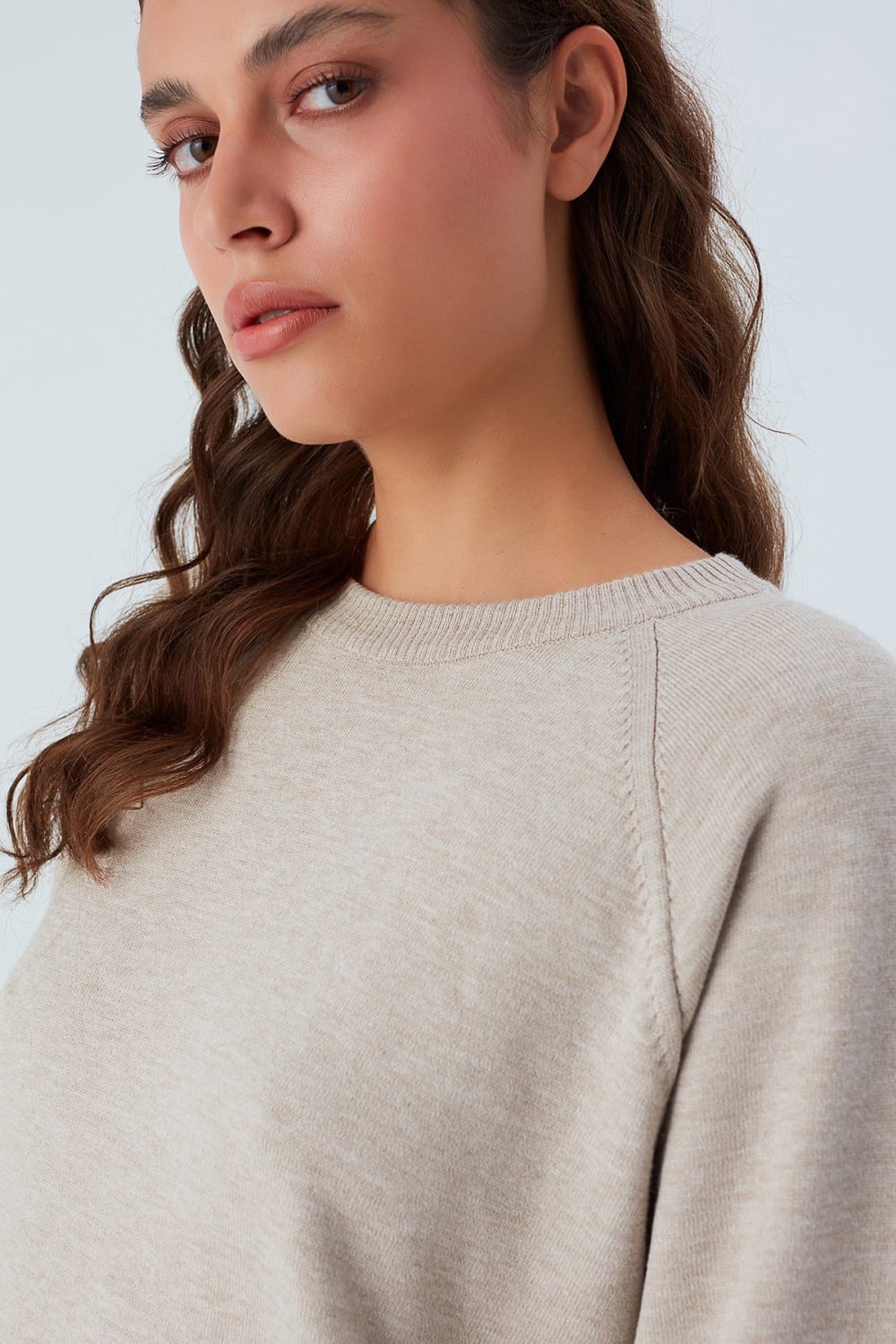 Peraluna-Nell Pullover Yanları Yırtmaçlı 3/4 Kol İnce Kadın Triko Kazak -Kazak & Triko-23-Milagron.com