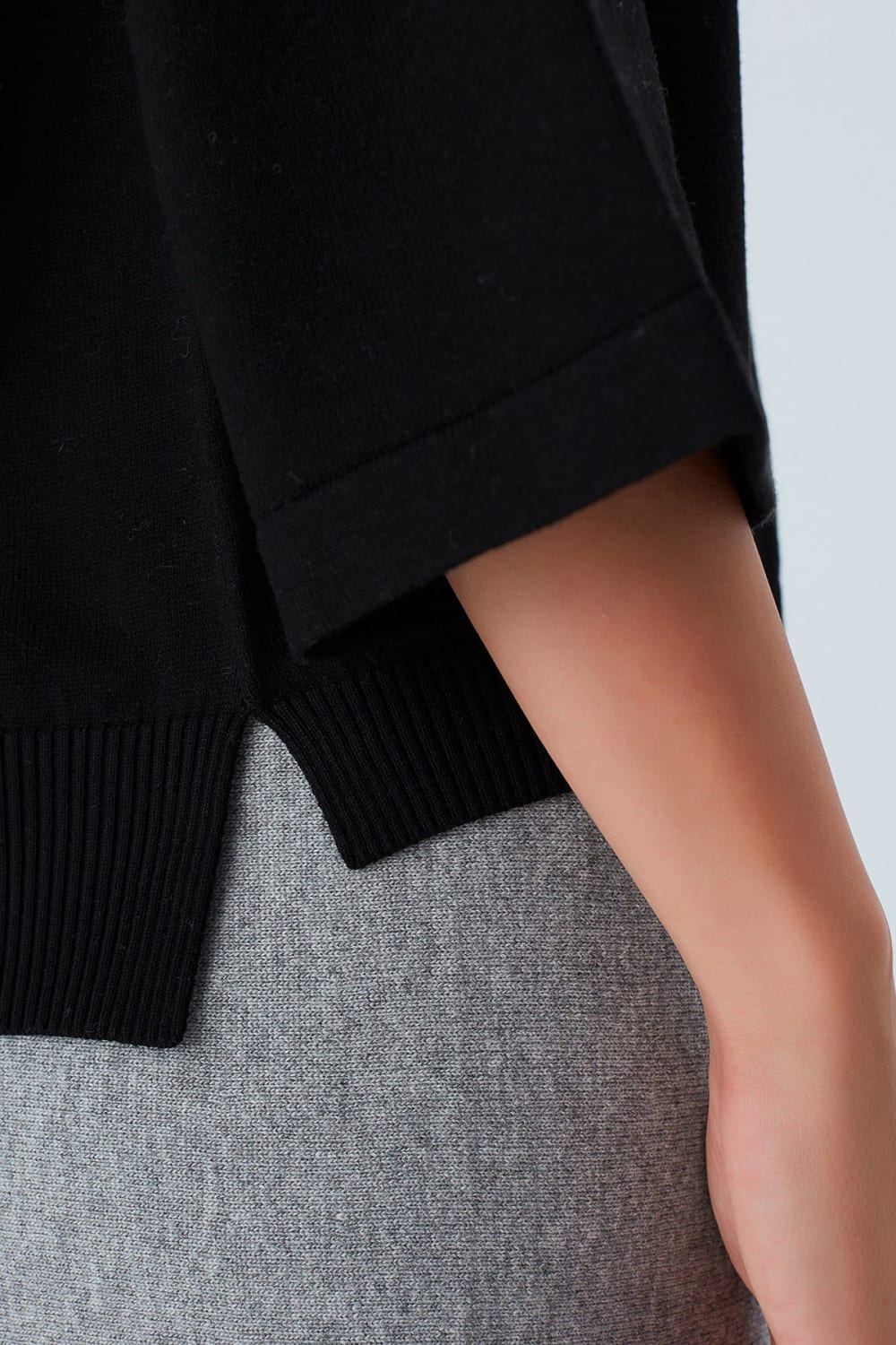 Peraluna-Nell Pullover Yanları Yırtmaçlı 3/4 Kol İnce Kadın Triko Kazak -Kazak & Triko-6-Milagron.com