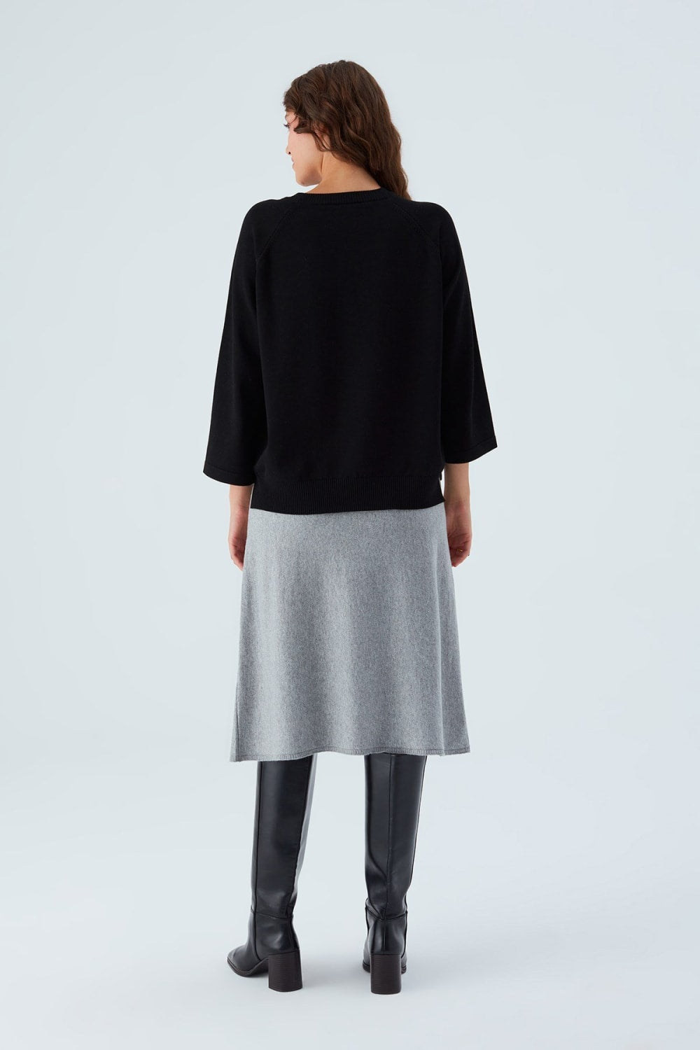 Peraluna-Nell Pullover Yanları Yırtmaçlı 3/4 Kol İnce Kadın Triko Kazak -Kazak & Triko-7-Milagron.com