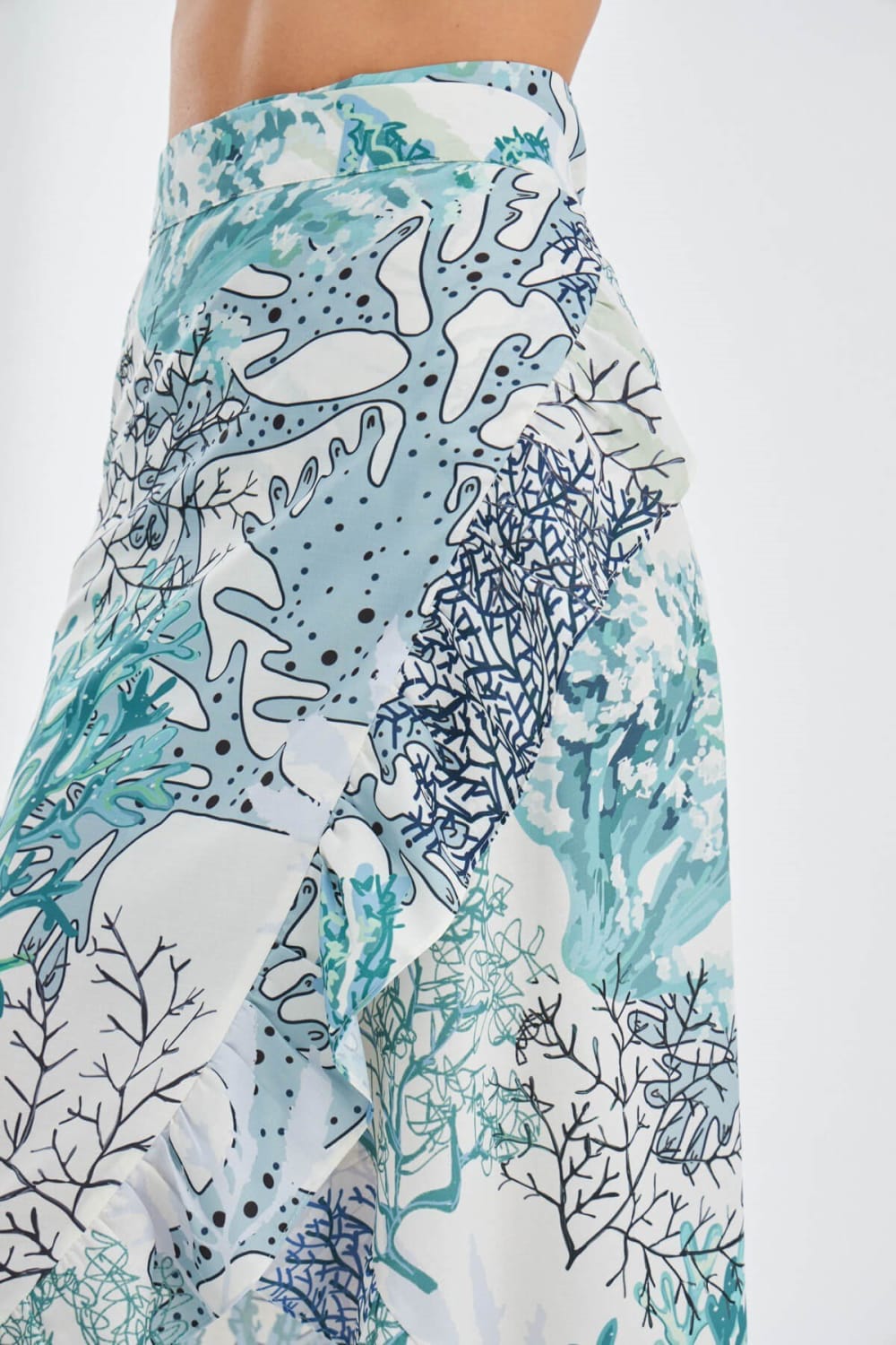 Peraluna-Nila Skirt Desenli Mat Dokulu Fırfırlı Yazlık Pareo Etek-Etek-2-Milagron.com