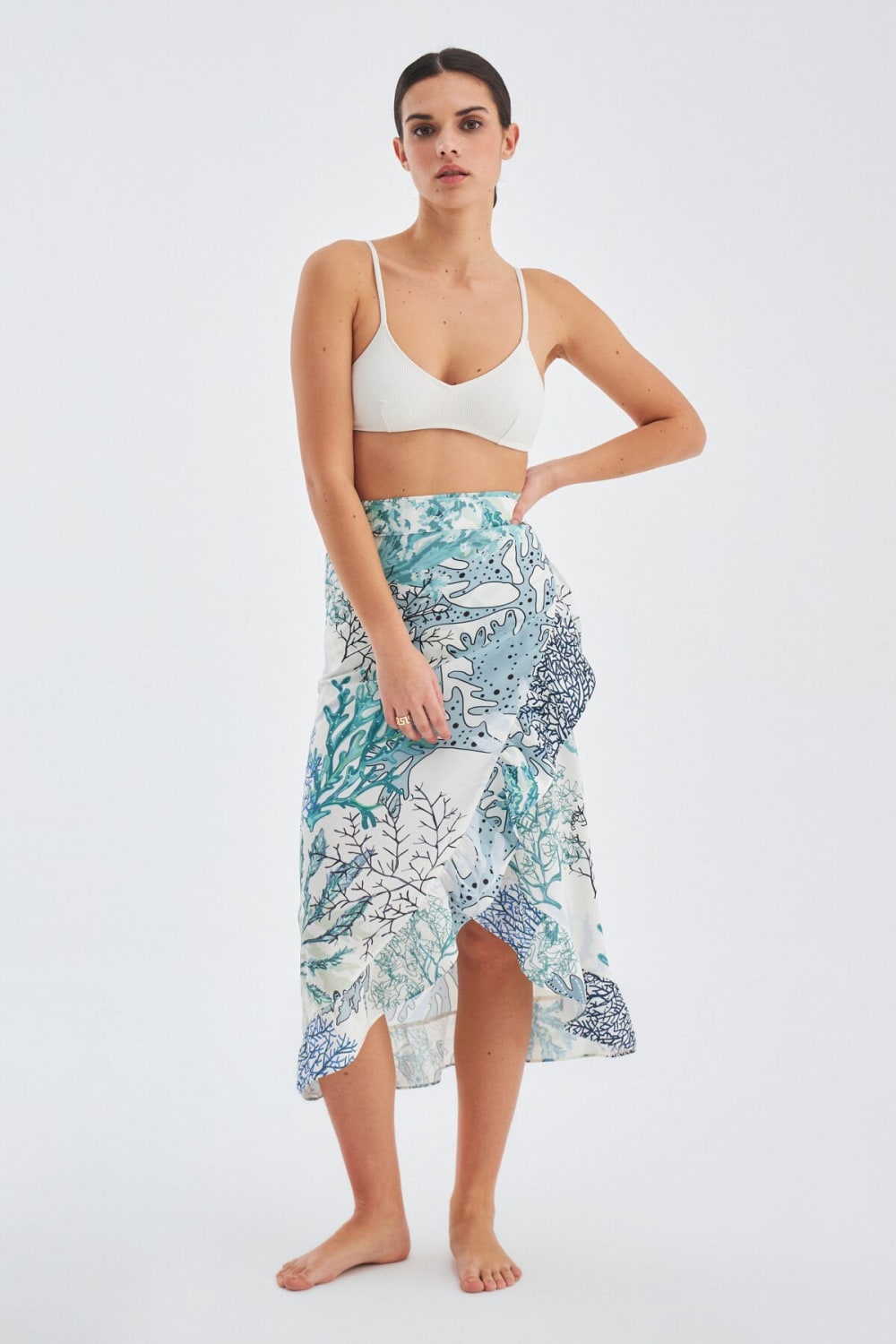 Peraluna-Nila Skirt Desenli Mat Dokulu Fırfırlı Yazlık Pareo Etek-Etek-5-Milagron.com