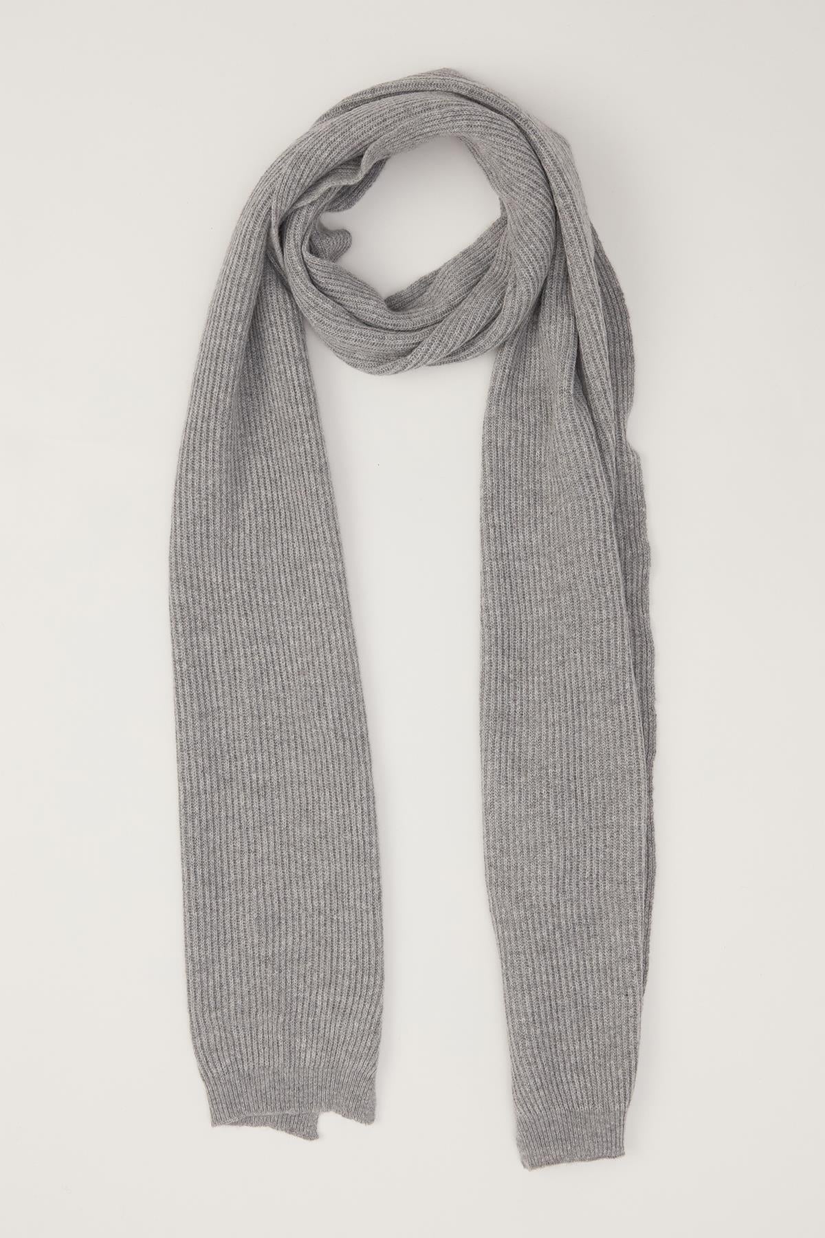 Peraluna Nomi Scarf Selanik Örgü Kaşmir Karışımlı Yumuşak Kadın Triko Atkı - Gri Melanj