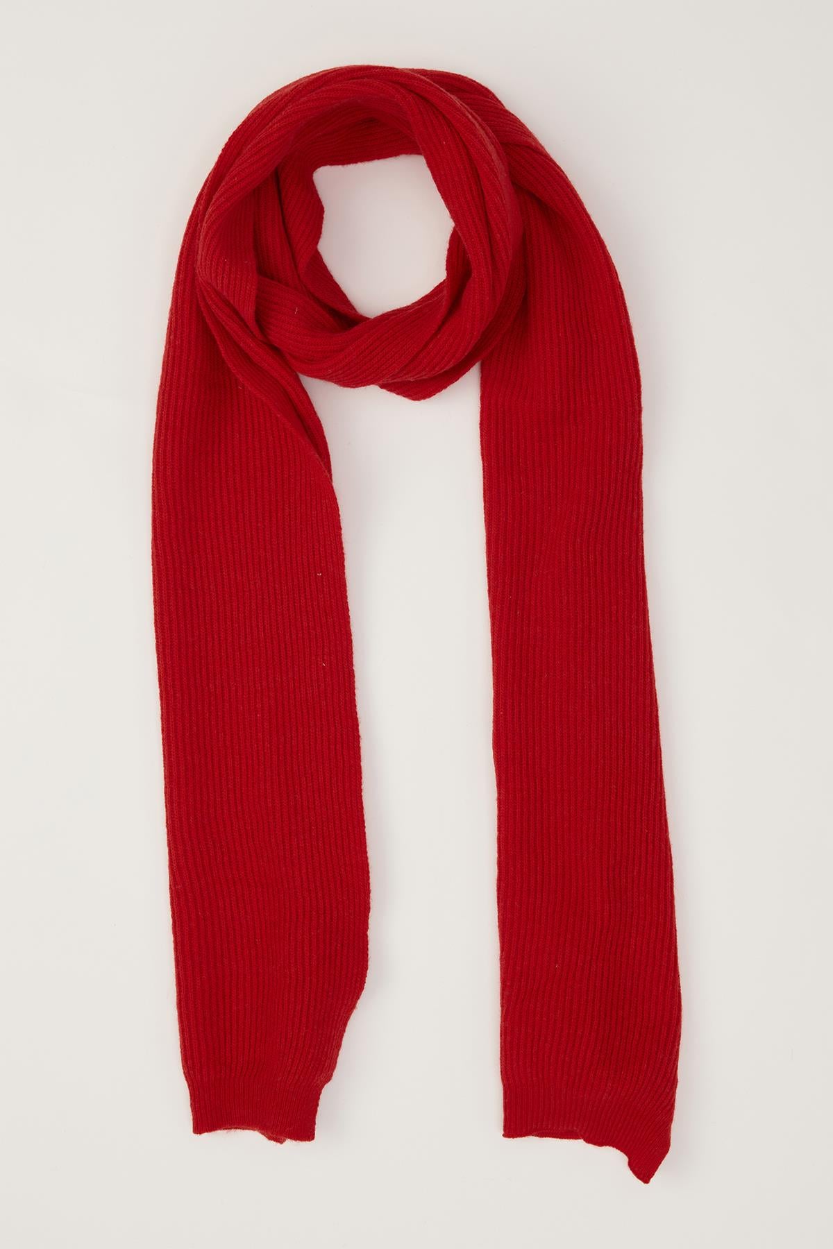 Peraluna Nomi Scarf Selanik Örgü Kaşmir Karışımlı Yumuşak Kadın Triko Atkı - Kırmızı