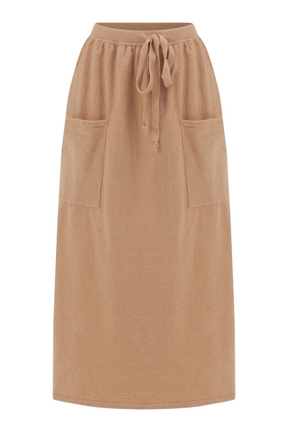 Peraluna-Nora Ski̇rt Rahat Kesim Beli Lastikli Bilek Hizası Cepli Kadın Triko Etek -Etek-8-Milagron.com