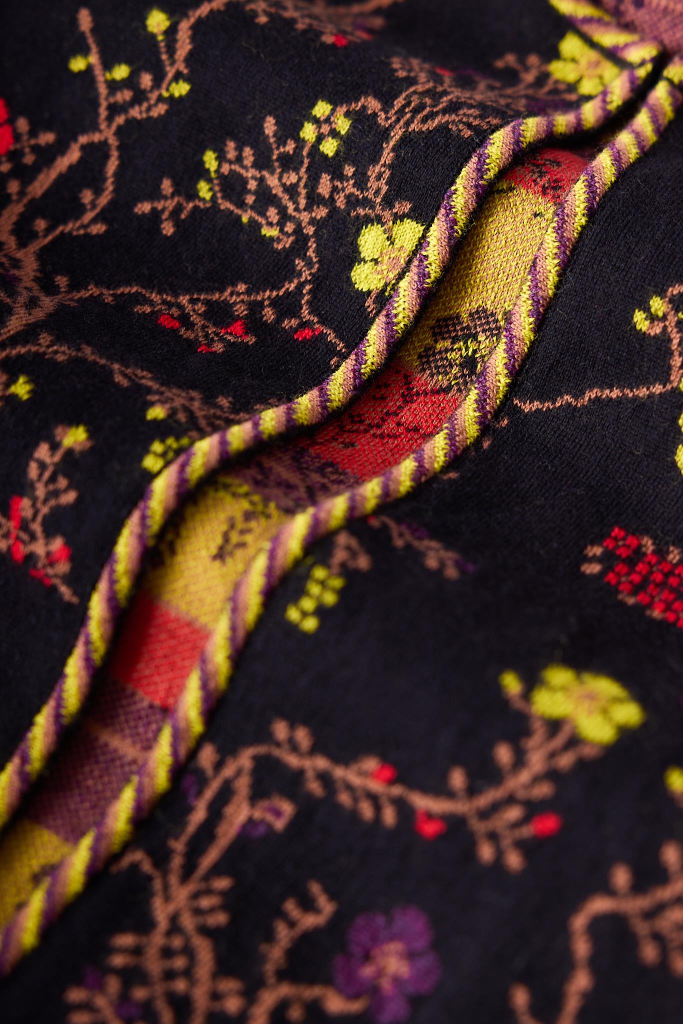 Peraluna-Nostalgia Çiçek Desenli Kadın Krop Hırka Siyah/Multi-Kazak & Triko-5-Milagron.com