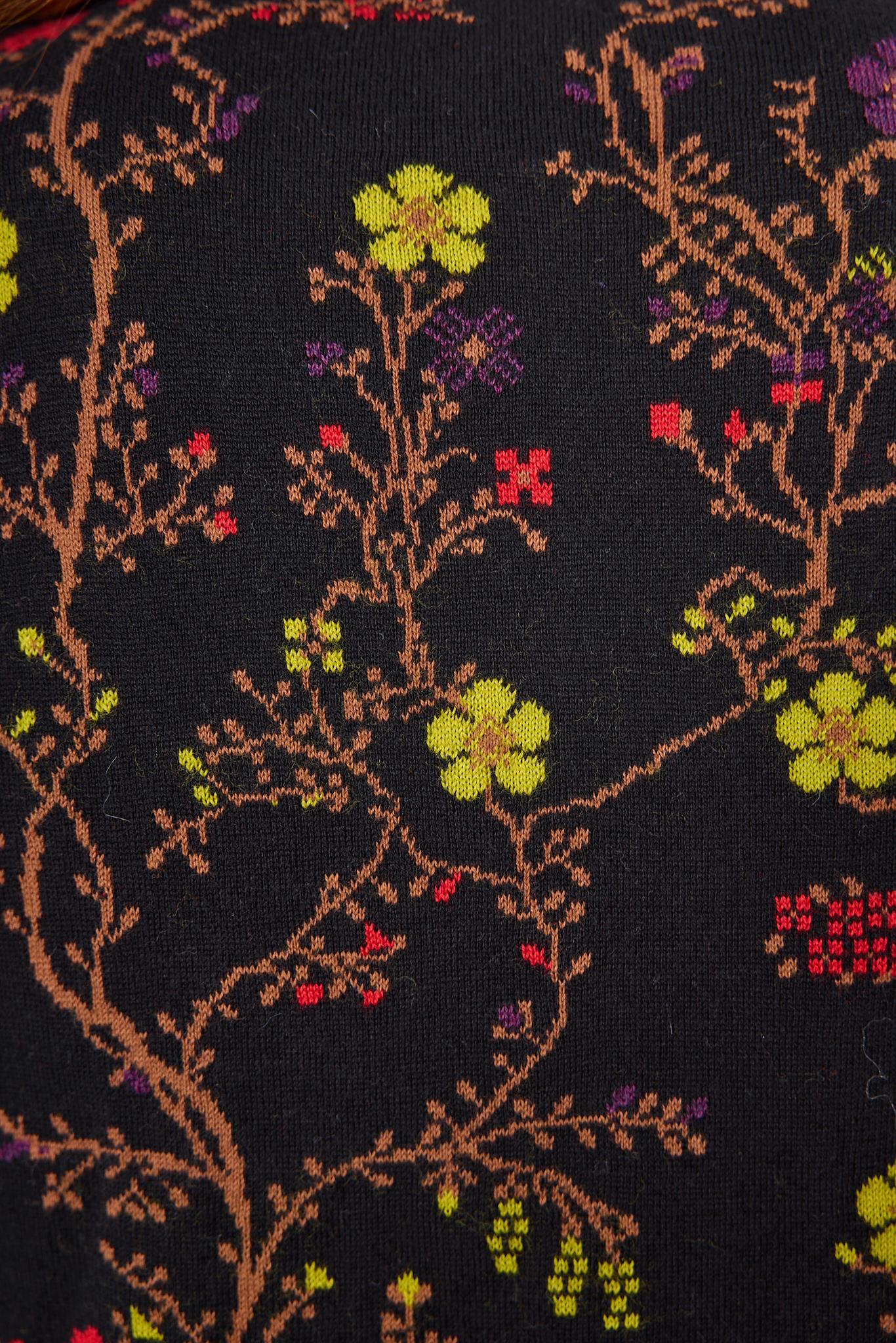 Peraluna-Nostalgia Çiçek Desenli Kadın Krop Hırka Siyah/Multi-Kazak & Triko-6-Milagron.com