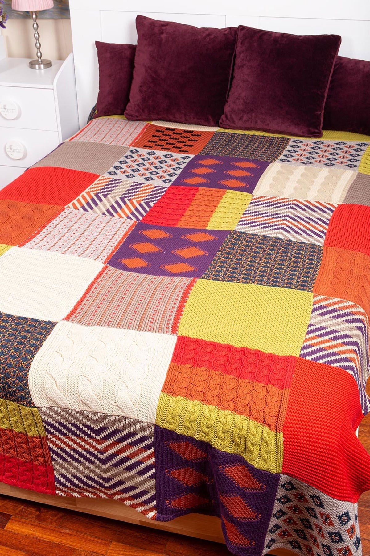 Peraluna Pamuklu Çift Kişilik Patch Battaniye - Multi Renk