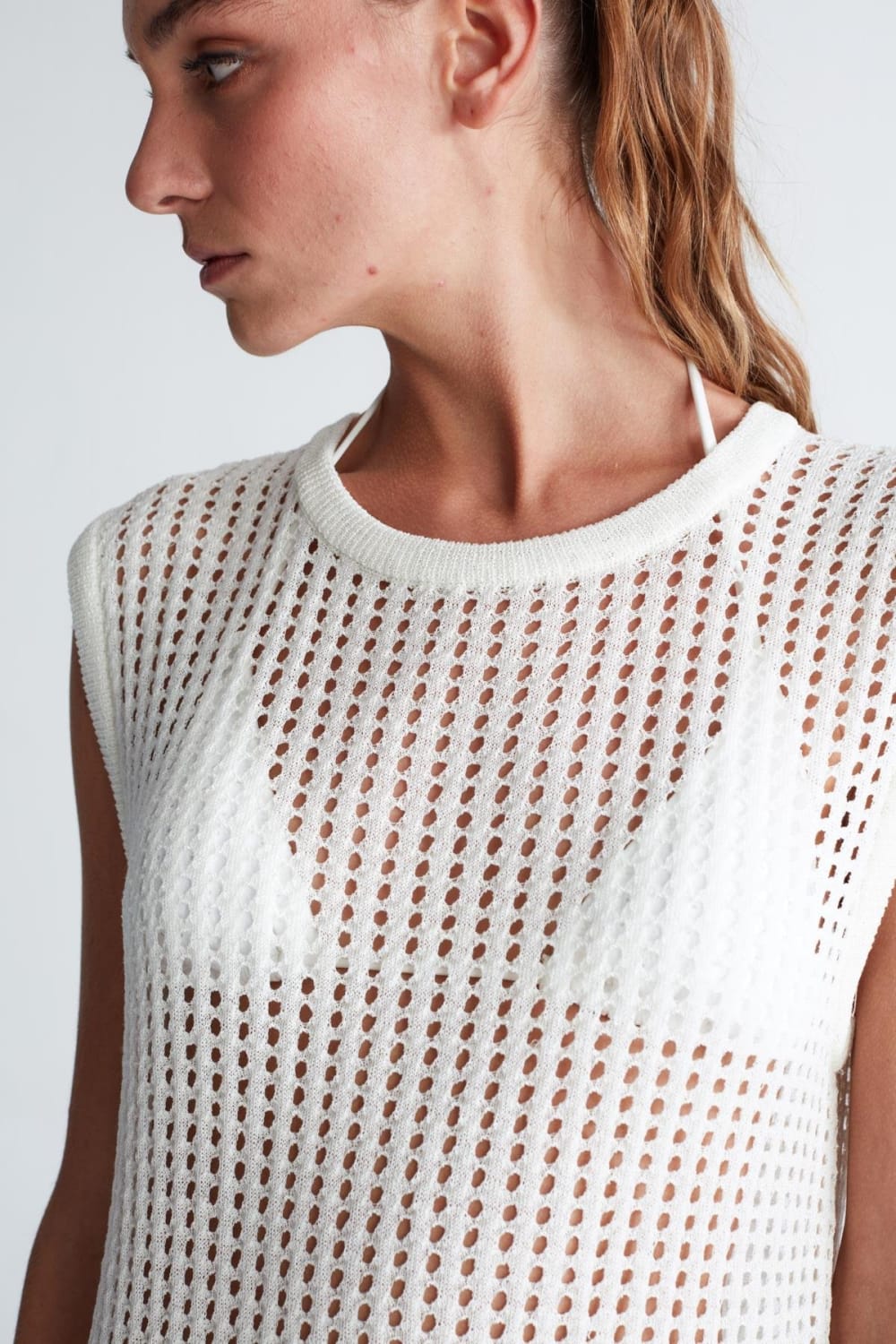 Peraluna-Pearl Dress Ajurlu Bisiklet Yaka Uzun Kadın Triko Elbise-Elbise-4-Milagron.com