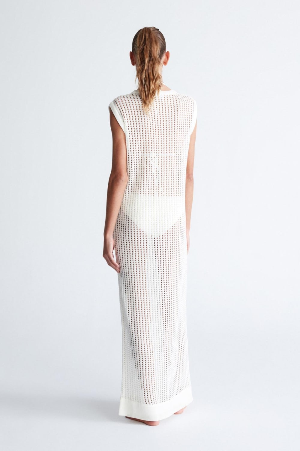 Peraluna-Pearl Dress Ajurlu Bisiklet Yaka Uzun Kadın Triko Elbise-Elbise-7-Milagron.com