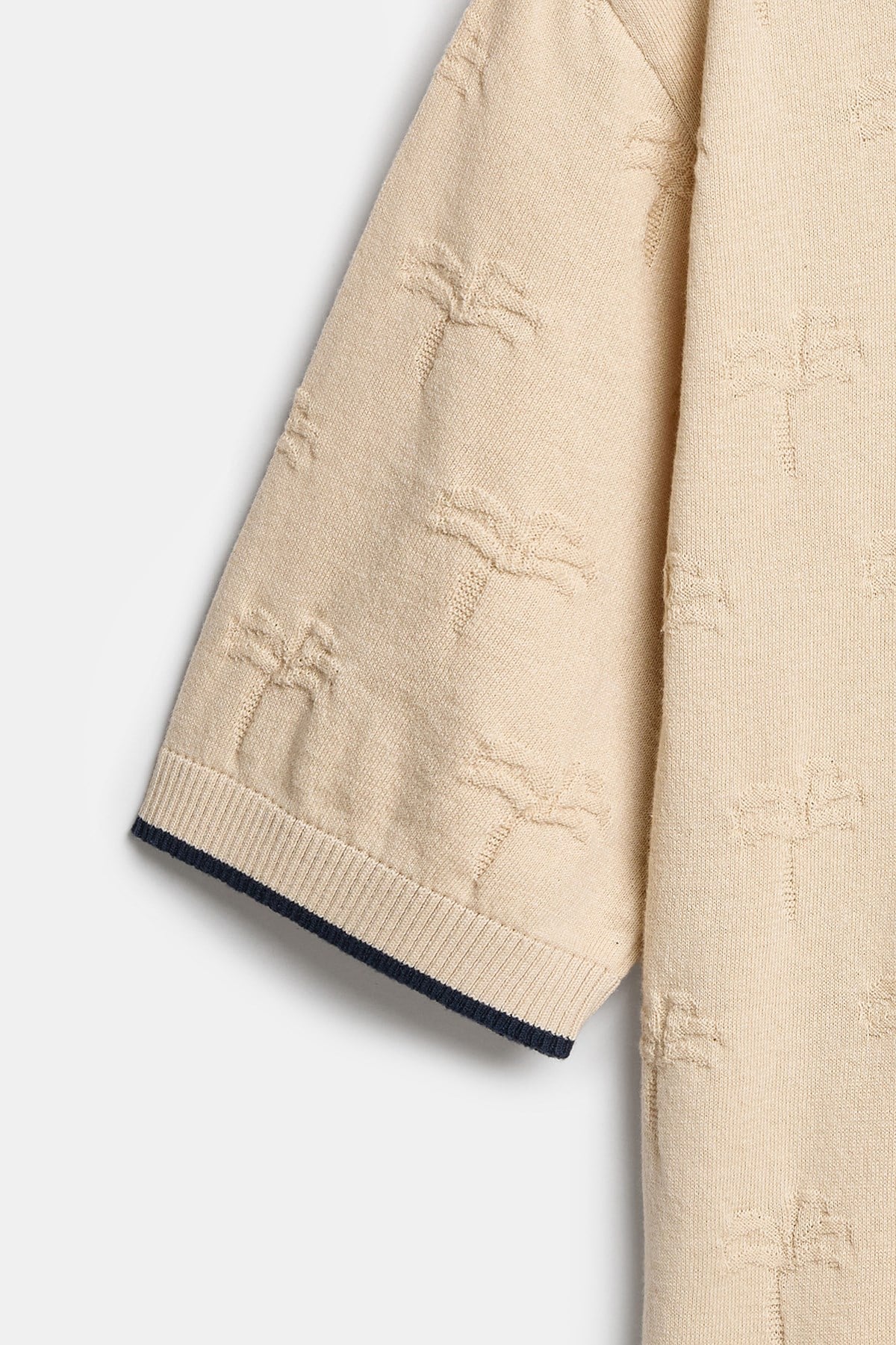 Peraluna Desert Palm Polo, Palmiye Desenli Polo Yaka Triko Tişört - Krem