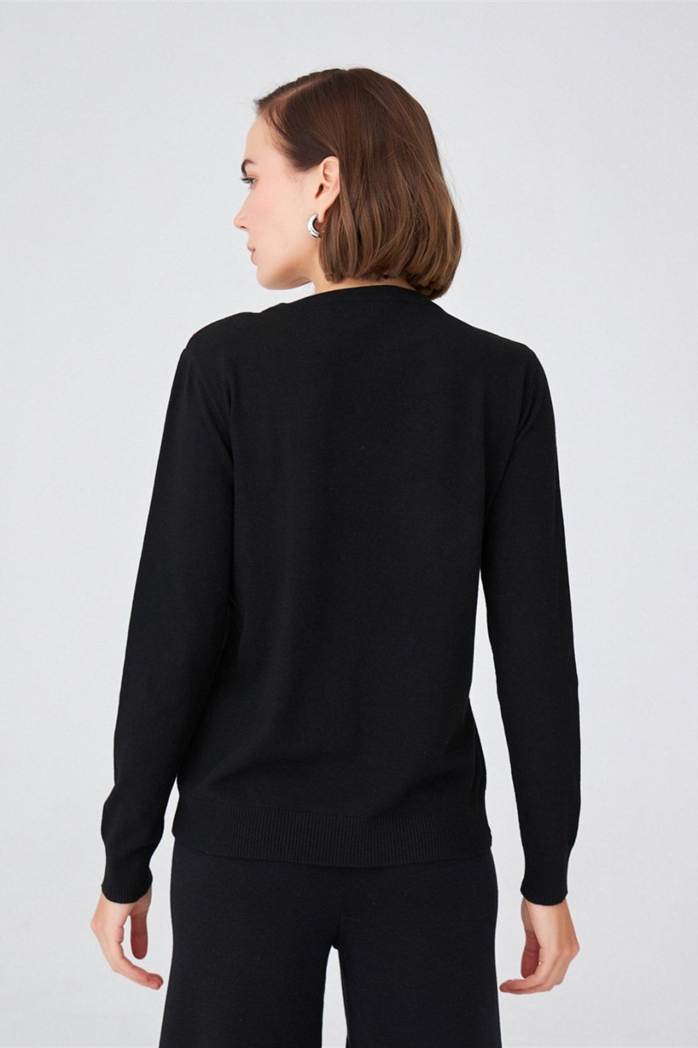 Peraluna-Piyano Desenli Bisiklet Yaka İnce Kadın Triko Kazak-Kazak & Triko-6-Milagron.com