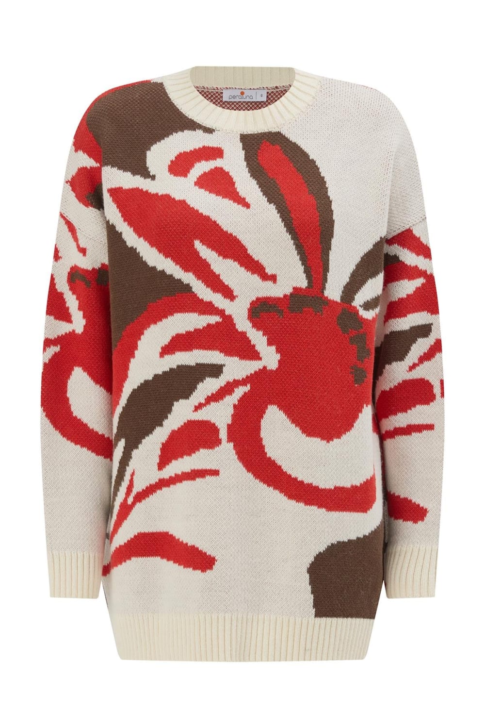 Peraluna-Polina Pullover Çiçek Desenli Uzun Kadın Triko Kazak-Kazak & Triko-7-Milagron.com