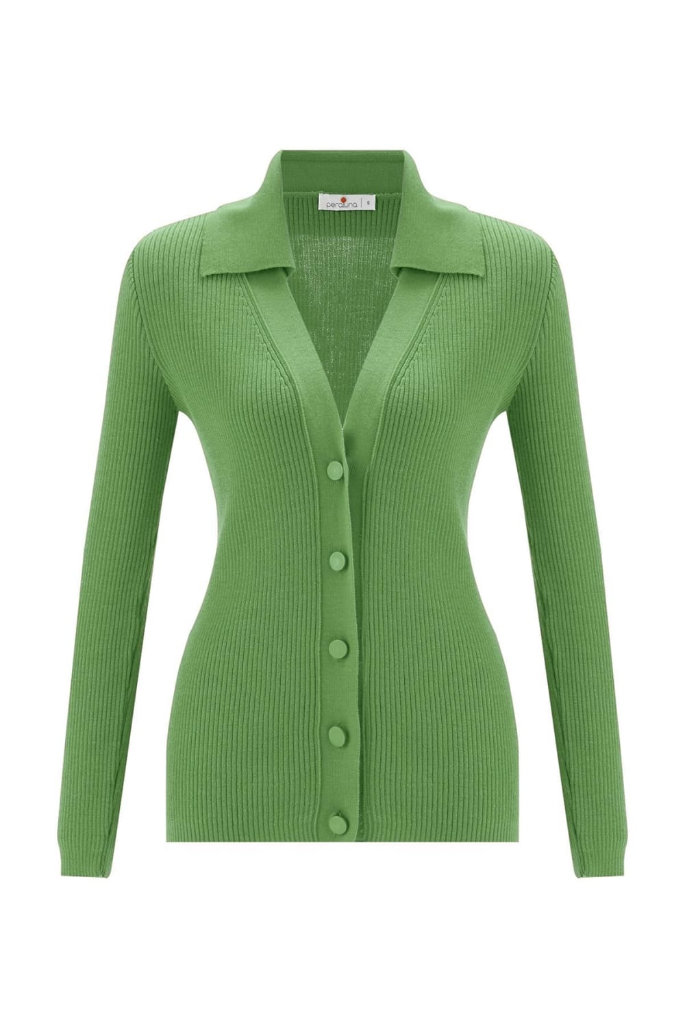 Peraluna-Polo V Yaka Ribana Örgü Fit Kesim Kadın Triko Hırka -Kazak & Triko-10-Milagron.com