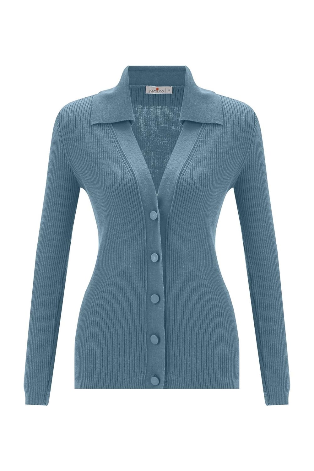 Peraluna-Polo V Yaka Ribana Örgü Fit Kesim Kadın Triko Hırka -Kazak & Triko-28-Milagron.com