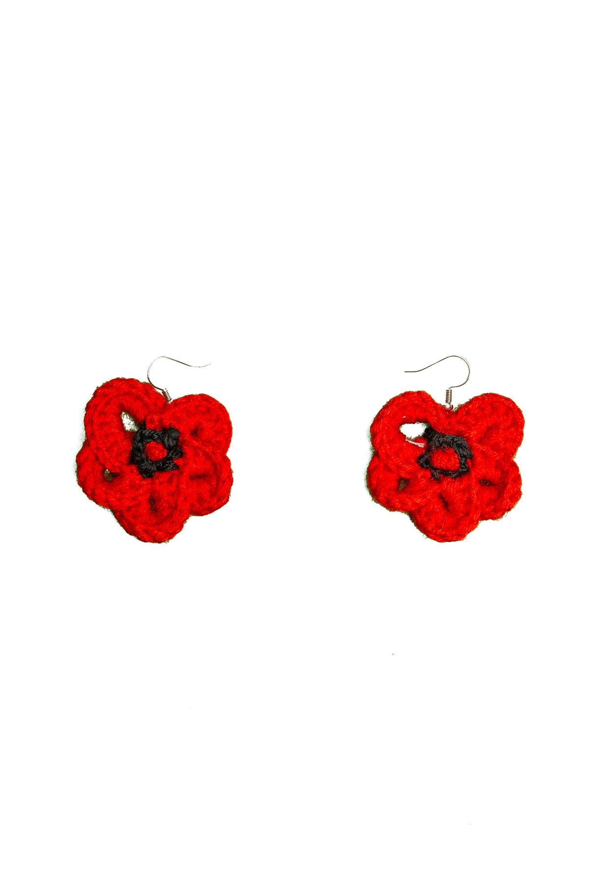 Peraluna-Poppy Earrings El Yapımı Gelincik Küpe Ekru-Küpe-8-Milagron.com