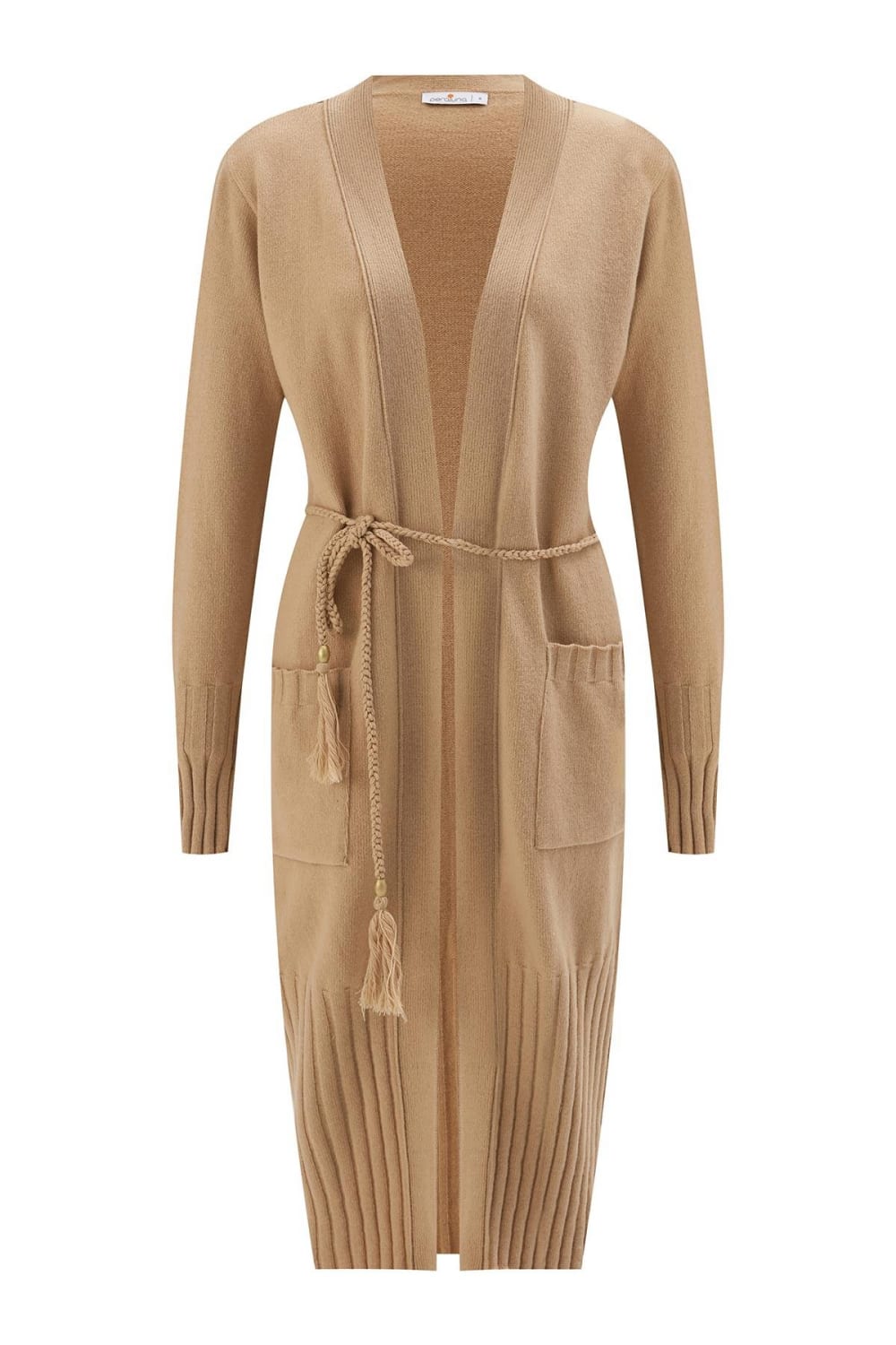 Peraluna-Rahat Kesim Cepli Kemerli Yün Karışımlı Uzun Kadın Triko Hırka-Kazak & Triko-14-Milagron.com