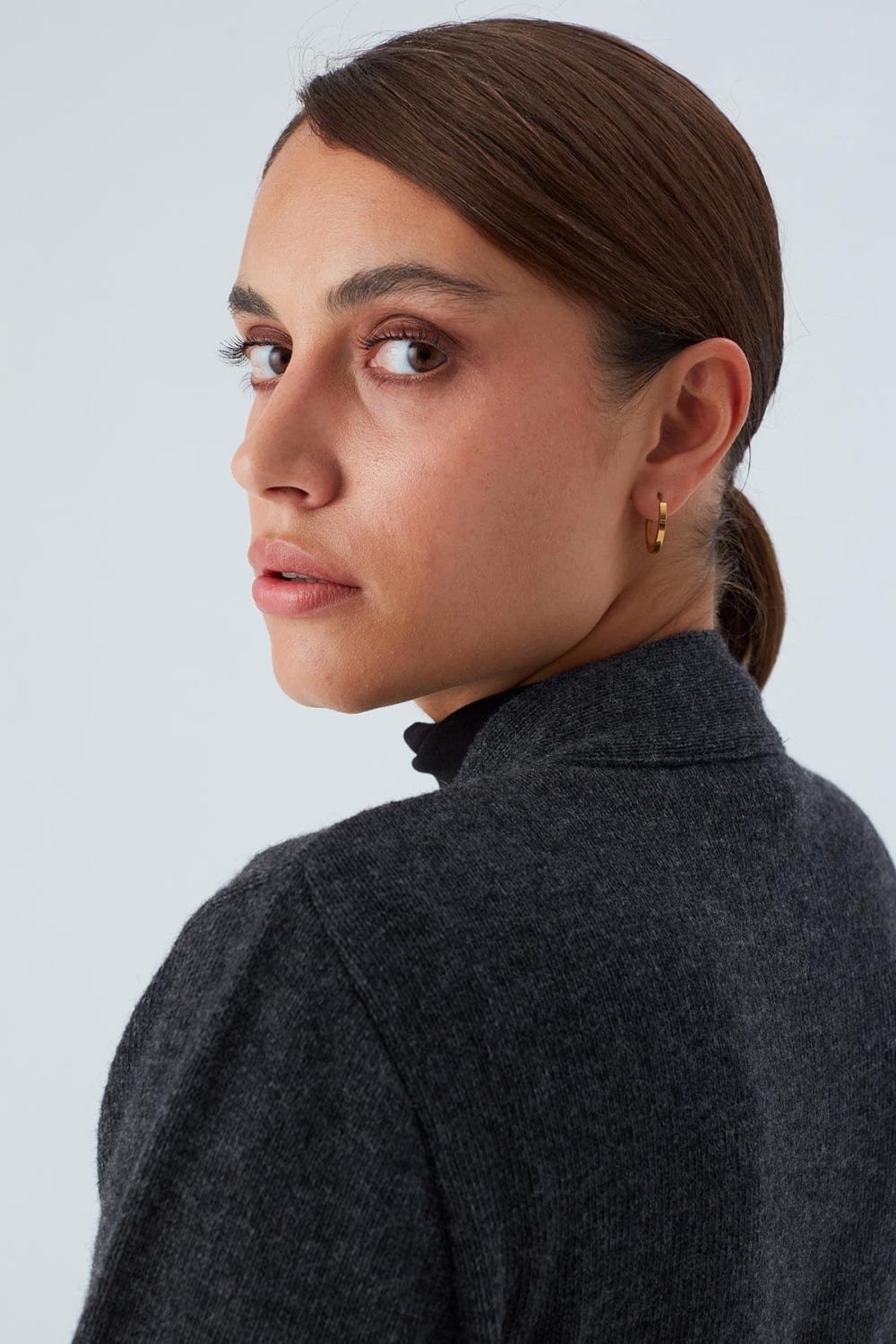 Peraluna-Rahat Kesim Cepli Kemerli Yün Karışımlı Uzun Kadın Triko Hırka-Kazak & Triko-2-Milagron.com