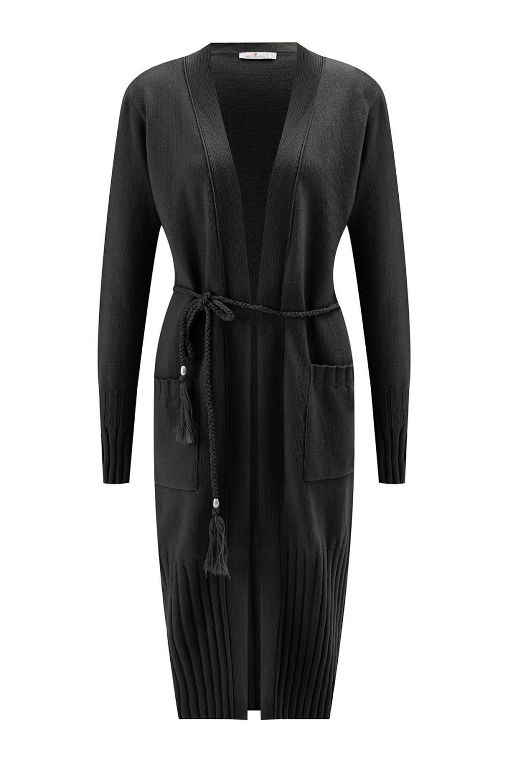 Peraluna-Rahat Kesim Cepli Kemerli Yün Karışımlı Uzun Kadın Triko Hırka-Kazak & Triko-7-Milagron.com