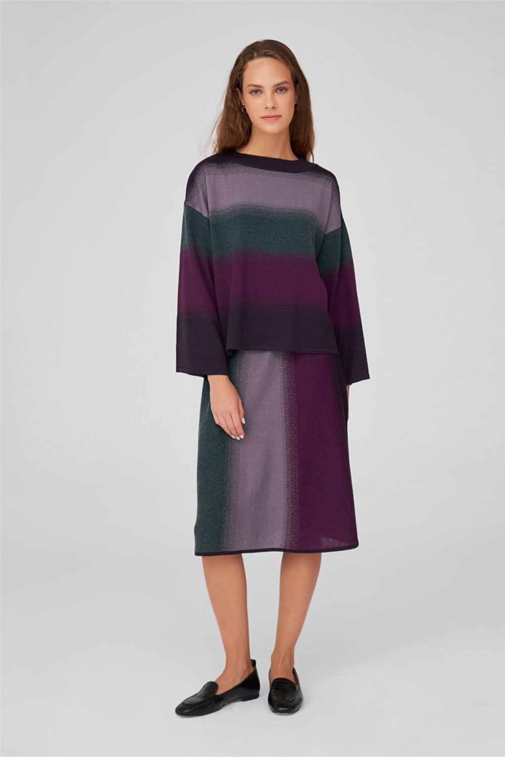 Peraluna-Renk Geçişli Bisiklet Yaka Kadın Triko Kazak-Kazak & Triko-4-Milagron.com