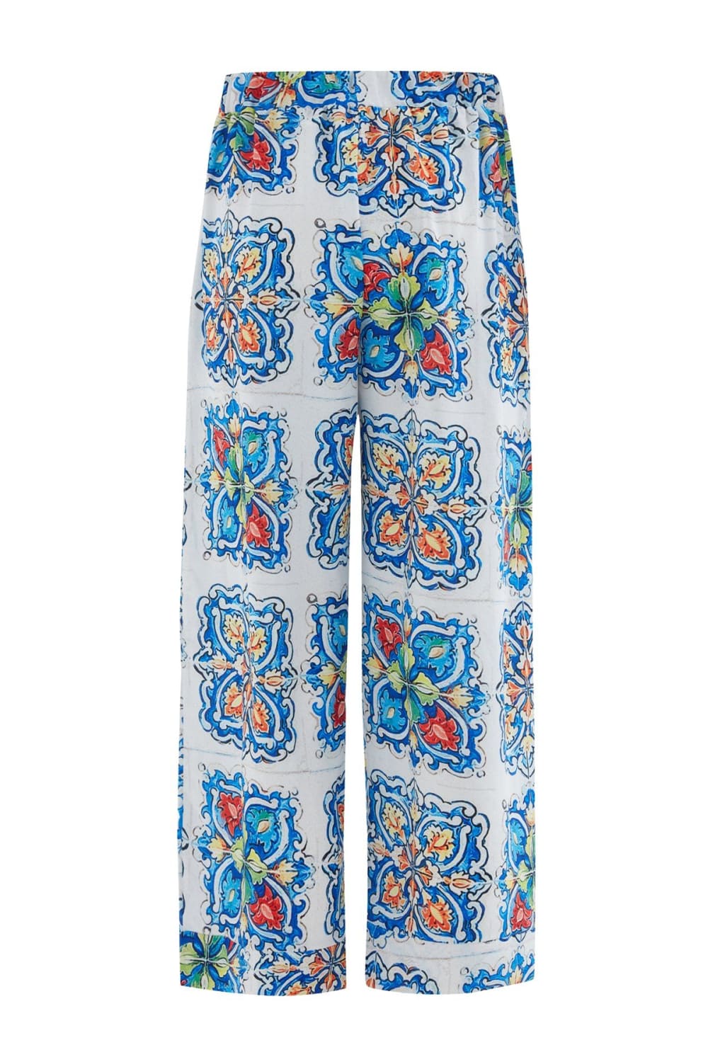 Peraluna-Ri̇a Trouser Çini Desenli Bol Kesim Yazlık Saten Kadın Pantolon-Pantolon-9-Milagron.com