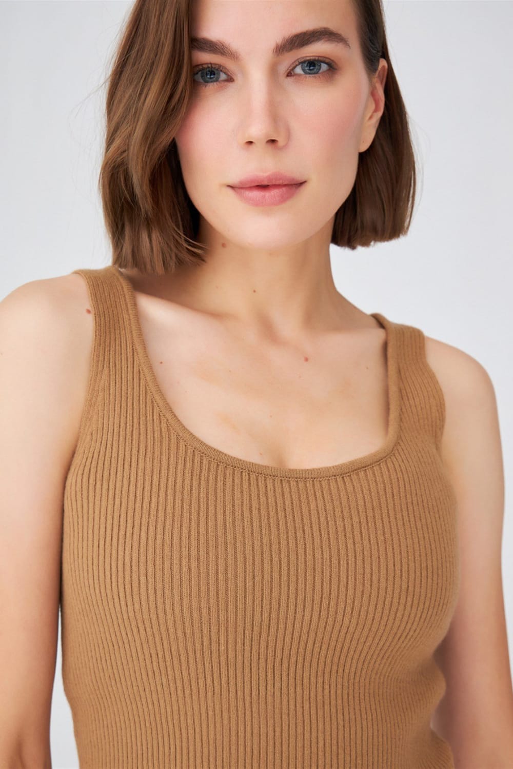 Peraluna-Ribana Örgü Kaşmir Karışımlı Krop Fit Kadın Triko Atlet-Atlet-13-Milagron.com