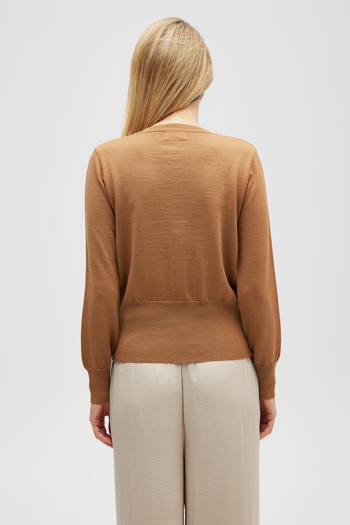 Peraluna-Ripley çelik örgü, Düğmeli Kadın Triko Hırka Camel-Hırka-7-Milagron.com