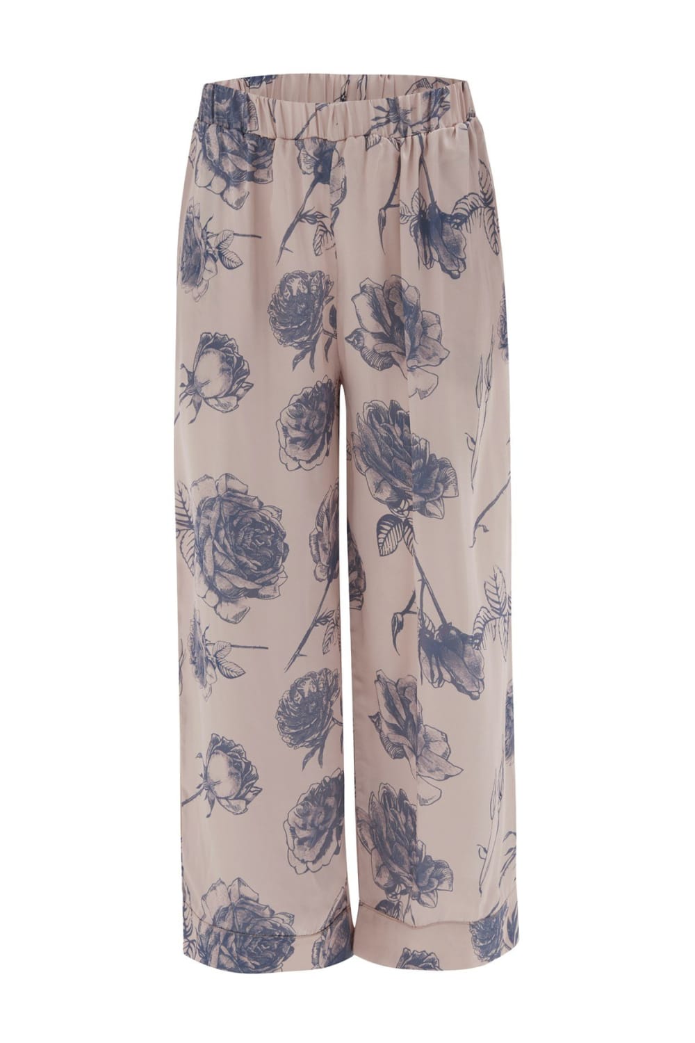 Peraluna-Rosa Trouser Gül Desenli Cepli Saten Kadın Pantolon Koyu-Pantolon-5-Milagron.com