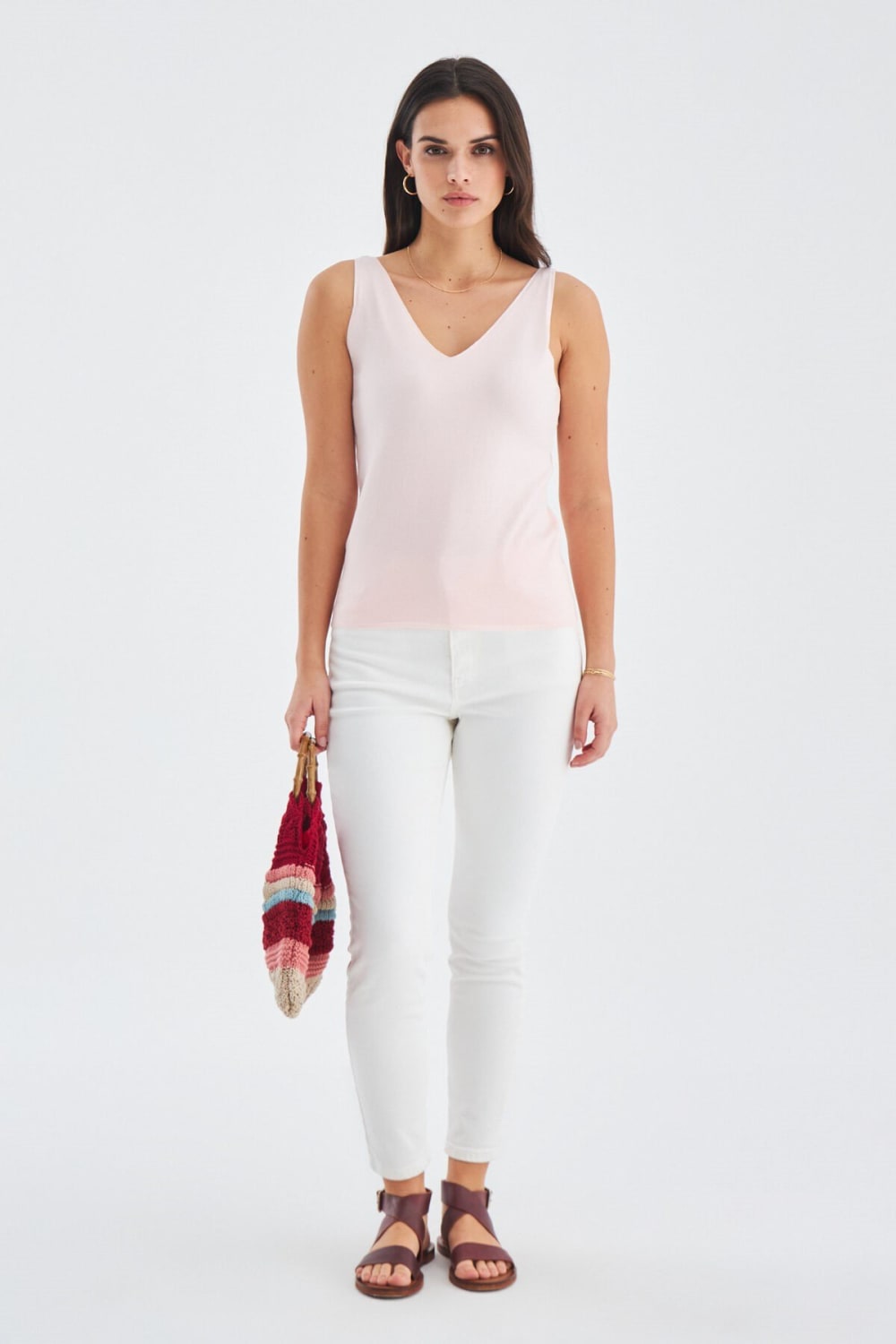 Peraluna-Ruby Top V Yaka İnce Askılı Yazlık Kadın Triko Atlet-Atlet-1-Milagron.com