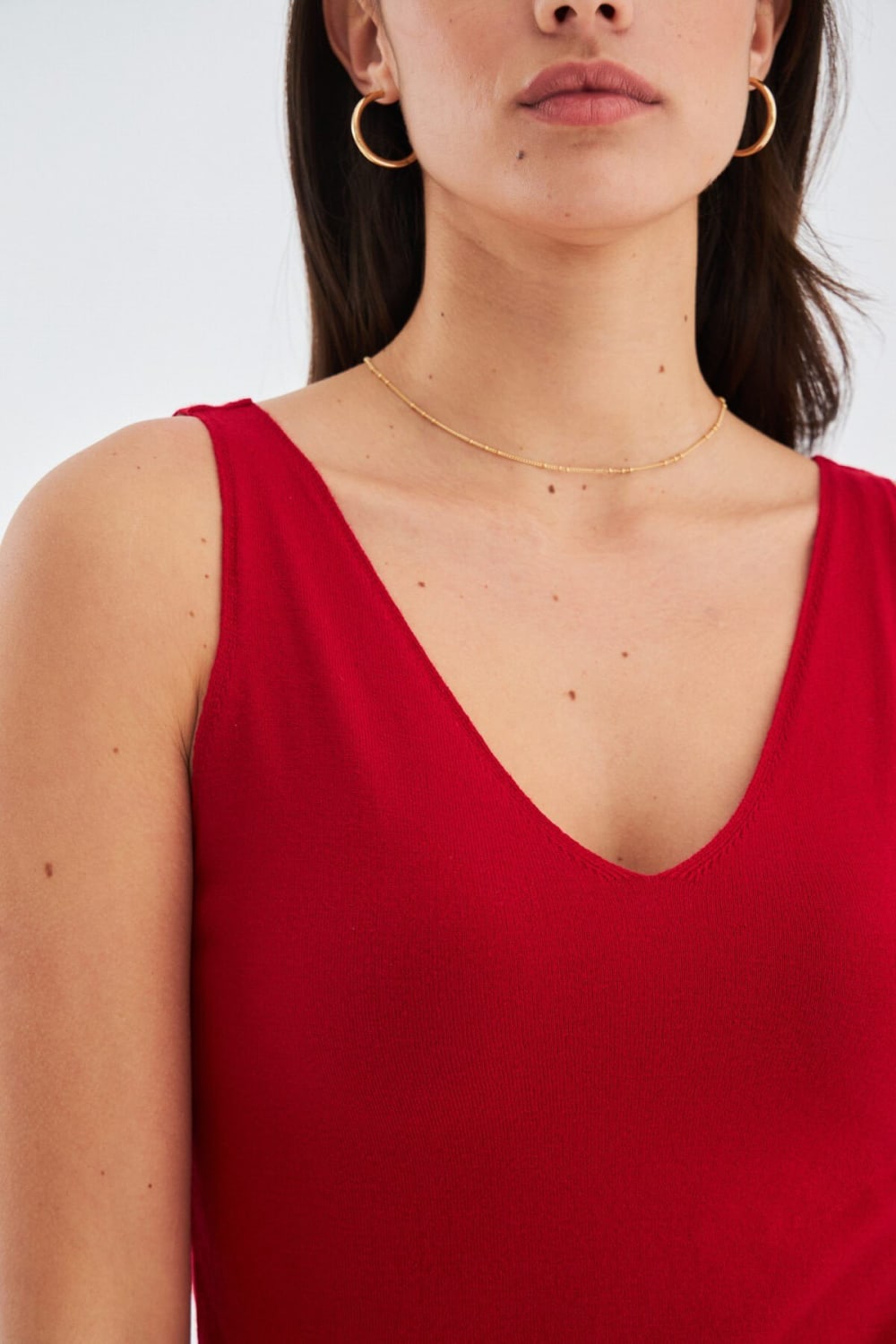 Peraluna-Ruby Top V Yaka İnce Askılı Yazlık Kadın Triko Atlet-Atlet-10-Milagron.com